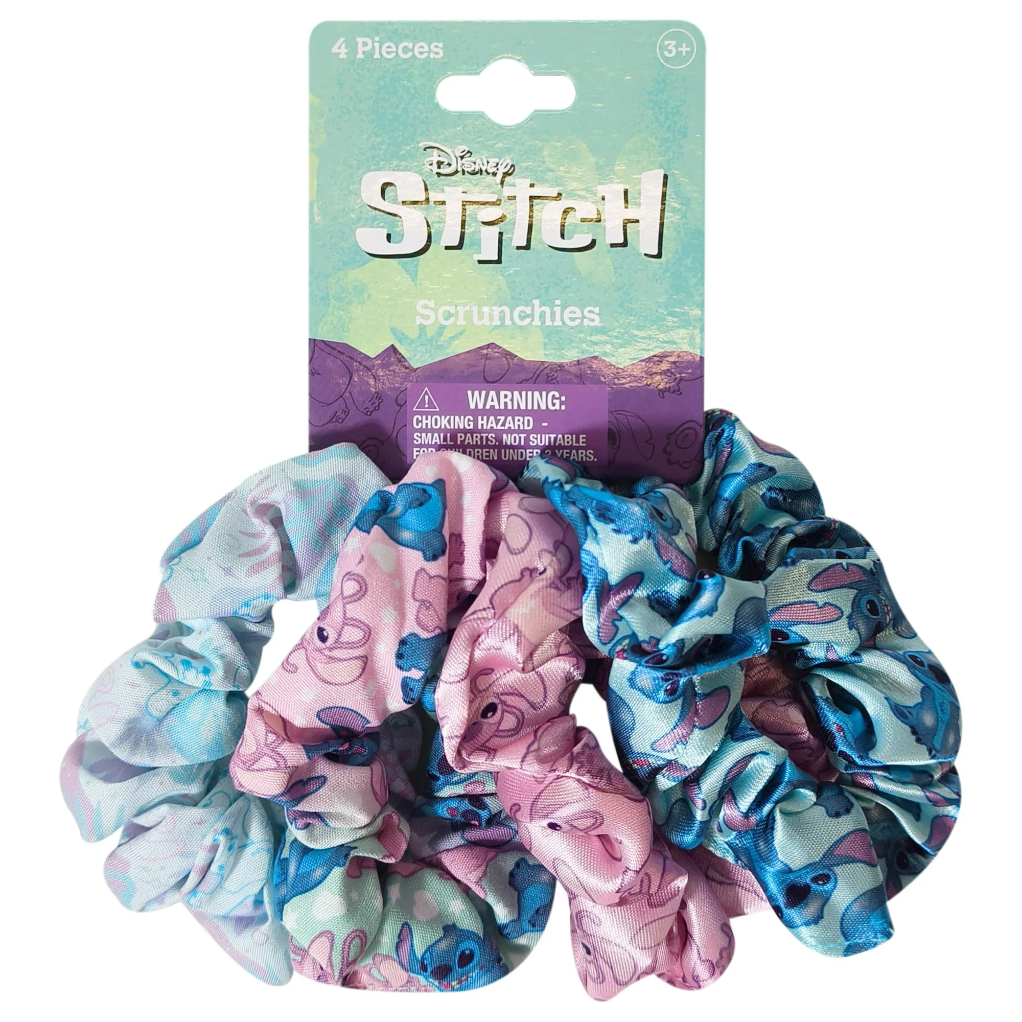 thumbnail video image 2 of LUV HER Disney Stitch Scrunchies for Girls of All Ages - 4 Large Hair Scrunchies for Girls - 4 Printed Scrunchies with Your Favorite Characters - Hair Accessories for girls 3+, 2 of 3