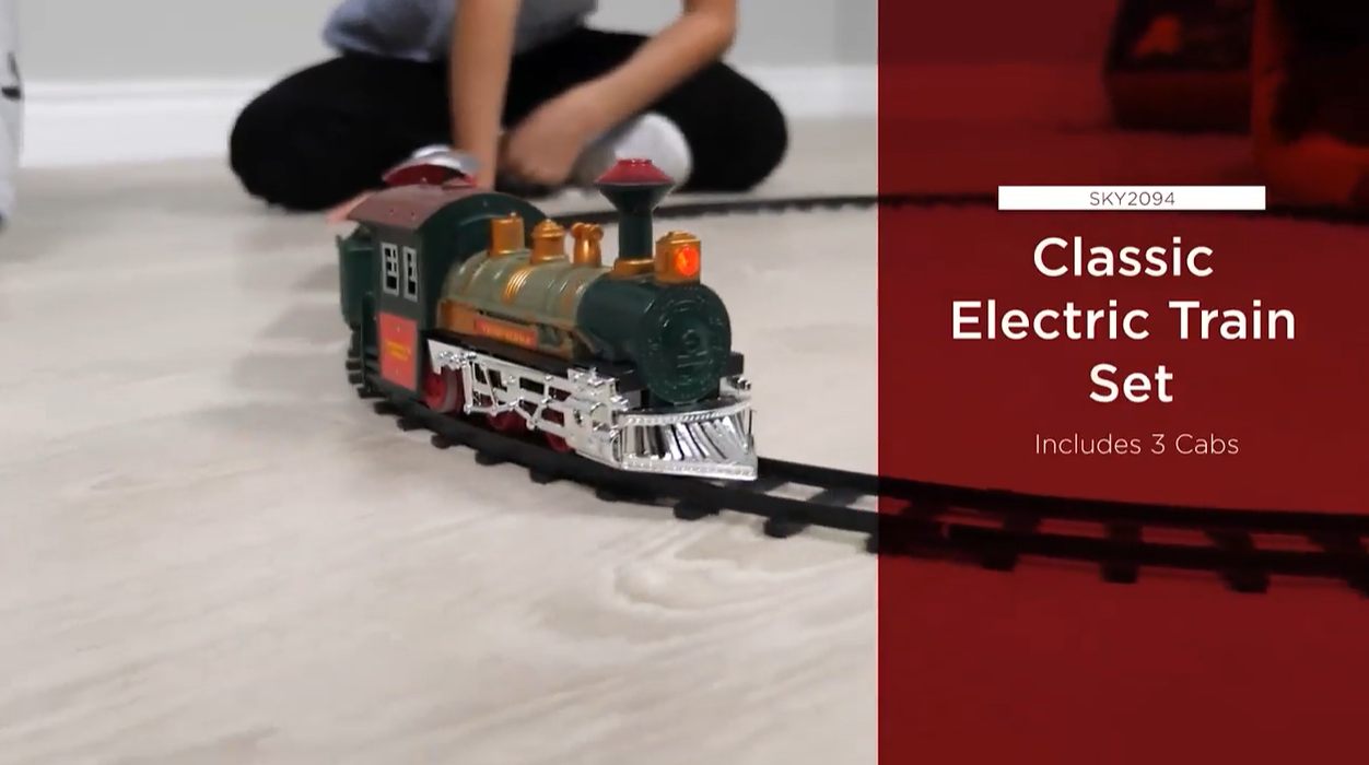 thumbnail video image 2 of Best Choice Products Kids Classic Electric Railway Train Car Track Play Set Toy w/ Music, Lights, 2 of 6