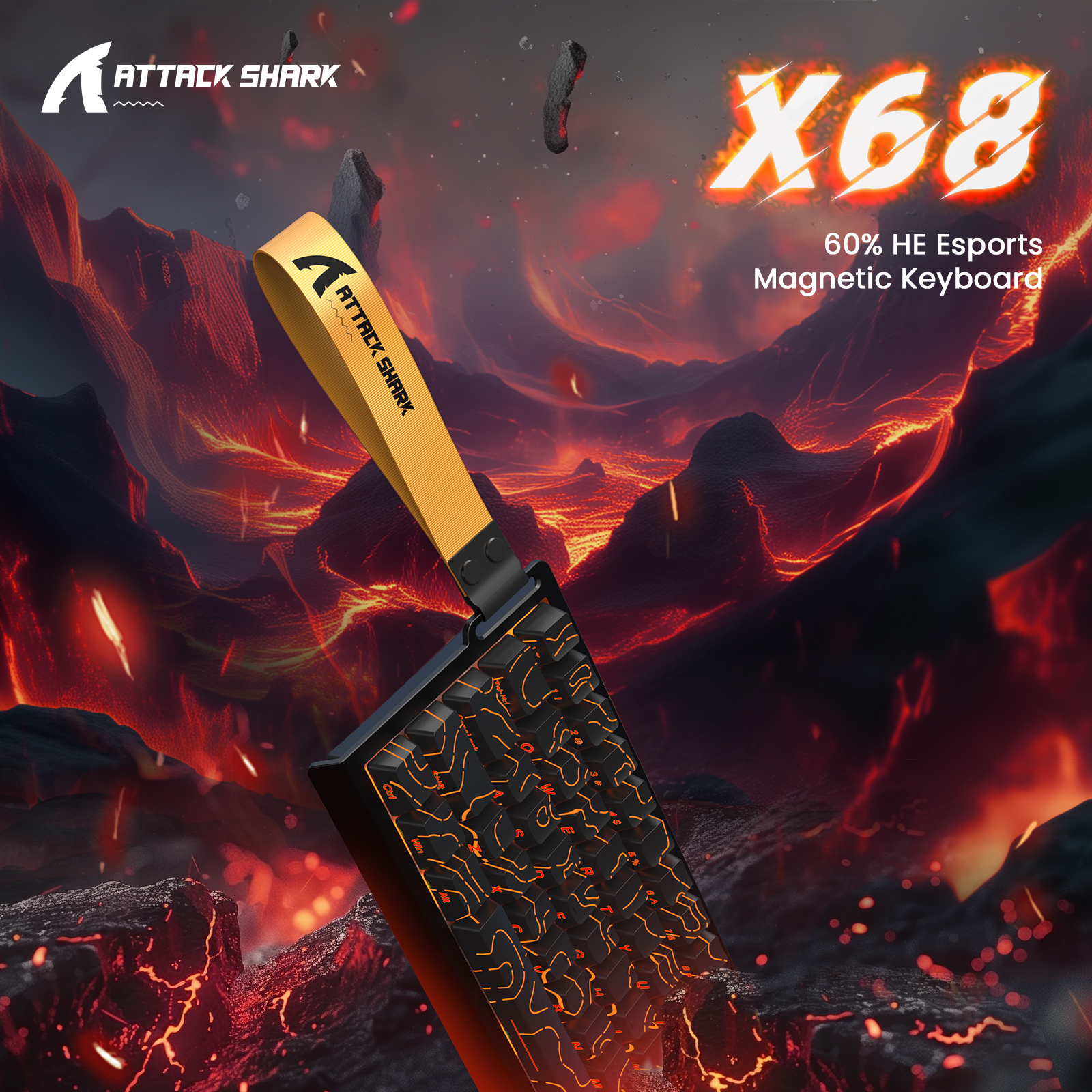 thumbnail video image 2 of ATTACK SHARK X68 HE 60% Wired Mechanical Gaming Keyboard, Rapid Trigger, Adjustable Actuation, Hall Effect Magnetic Switches, 8KHz Polling Rate, RGB Backlit, PC/Mac Compatible, Gray, 2 of 10