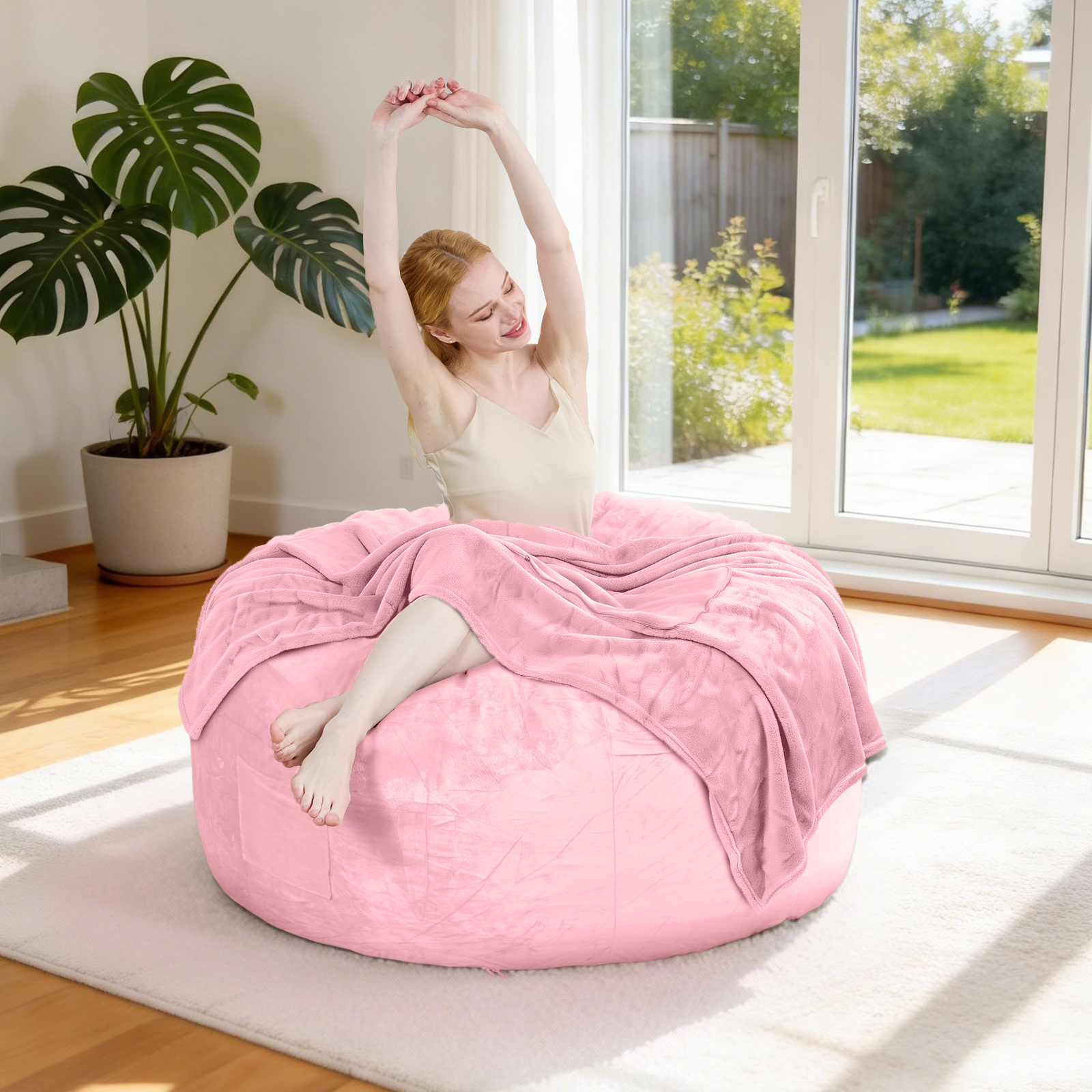 thumbnail video image 2 of VIREO 3FT Bean Bag Chairs for Adults Memory Foam Filler Beanbag Chair with Removable and Washable Flannel Cover, Lazy Chairs for Living Room - Grey, 2 of 11