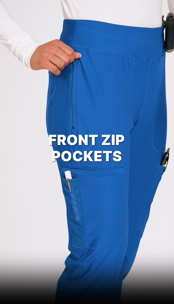 thumbnail video image 2 of Cherokee Form Scrubs Pant For Women Mid Rise Tapered Leg Drawstring CK092, 2 of 6