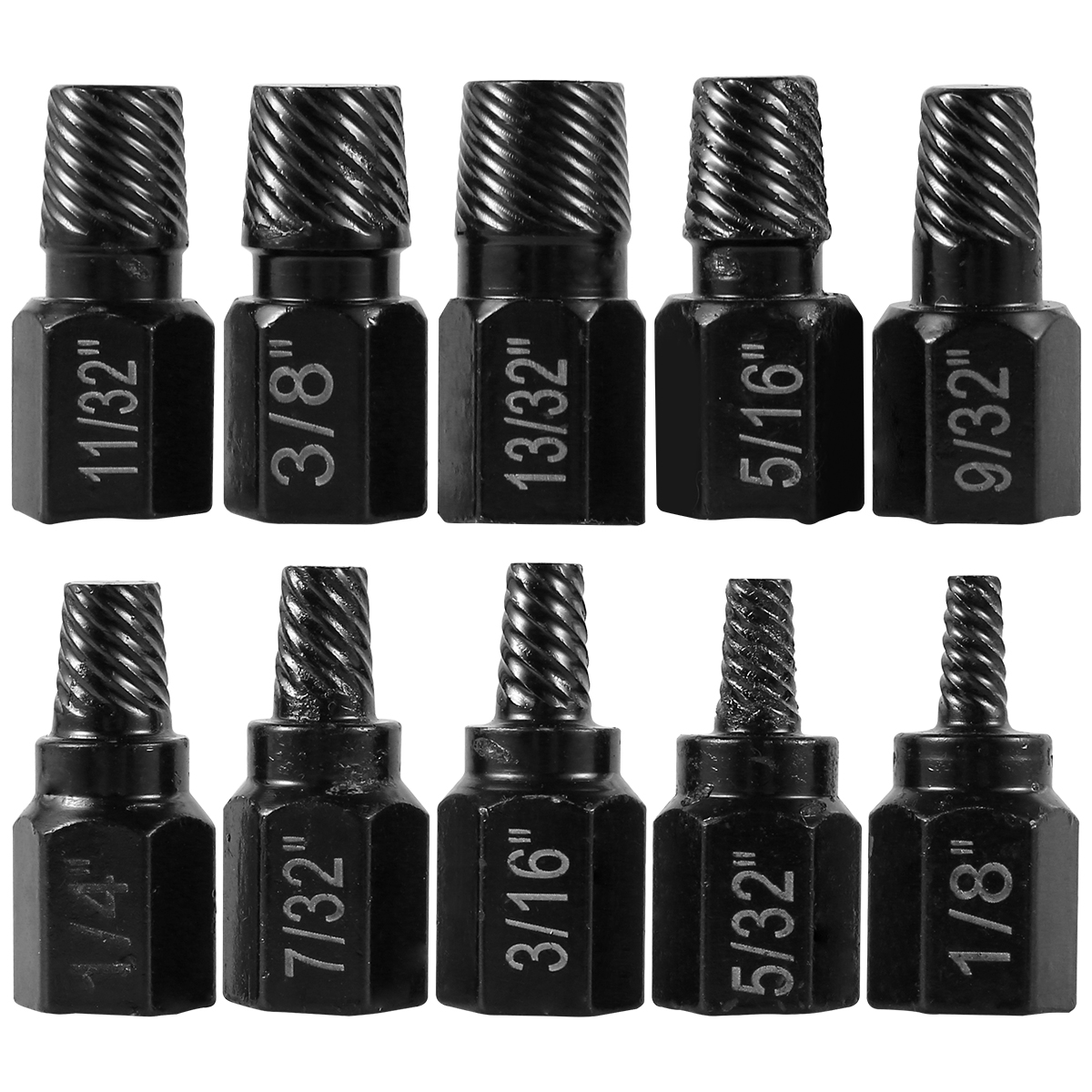 thumbnail video image 2 of Hvxrjkn 10Pcs Screw Extractor Kit Alloy Steel Damaged Screw Remover Drill Bits Broken Bolt Stud Remover for Bolt Stud Home Professional Repair, 2 of 9