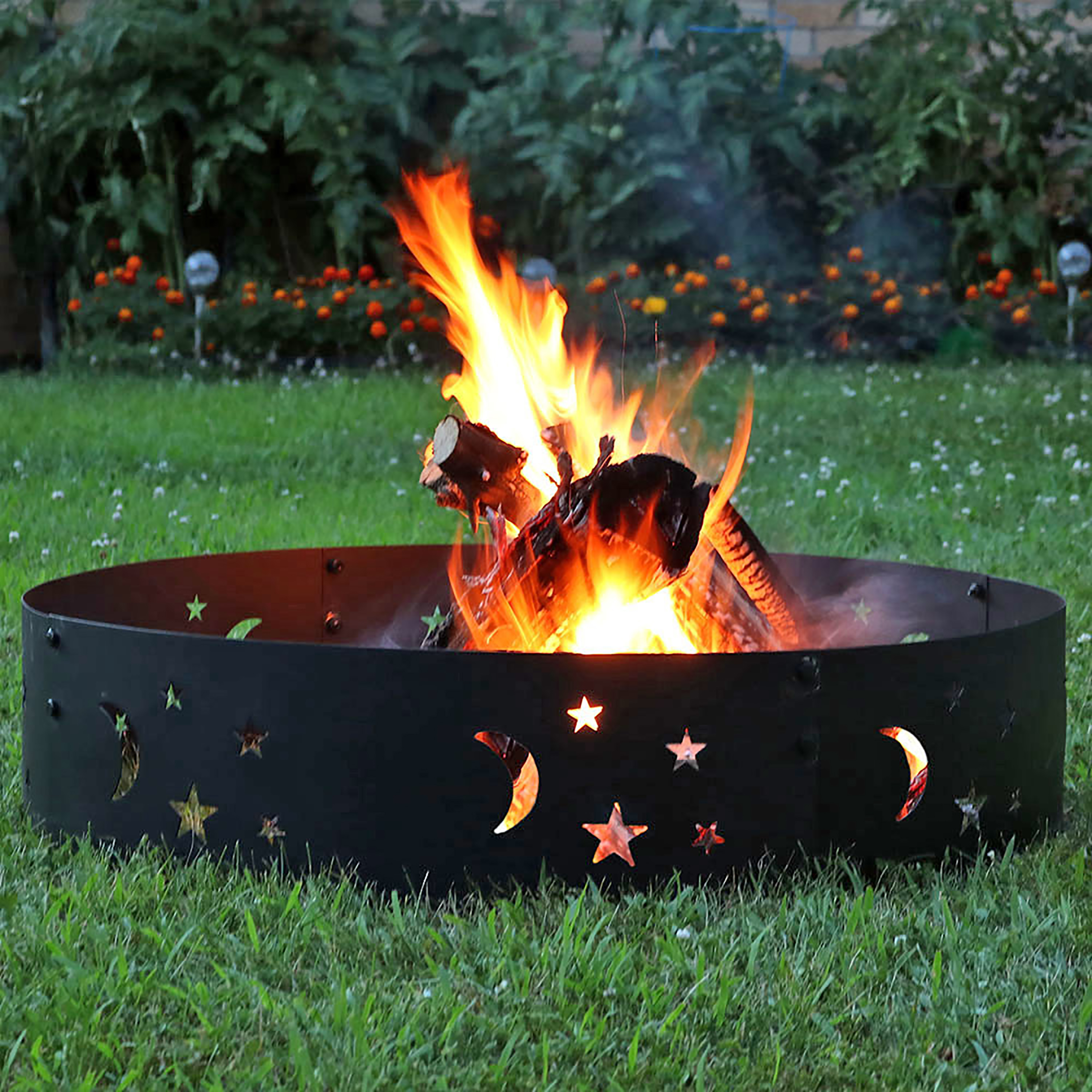 thumbnail video image 2 of Sunnydaze Big Sky 36" Round Steel Die-Cut Fire Pit Ring, 2 of 16