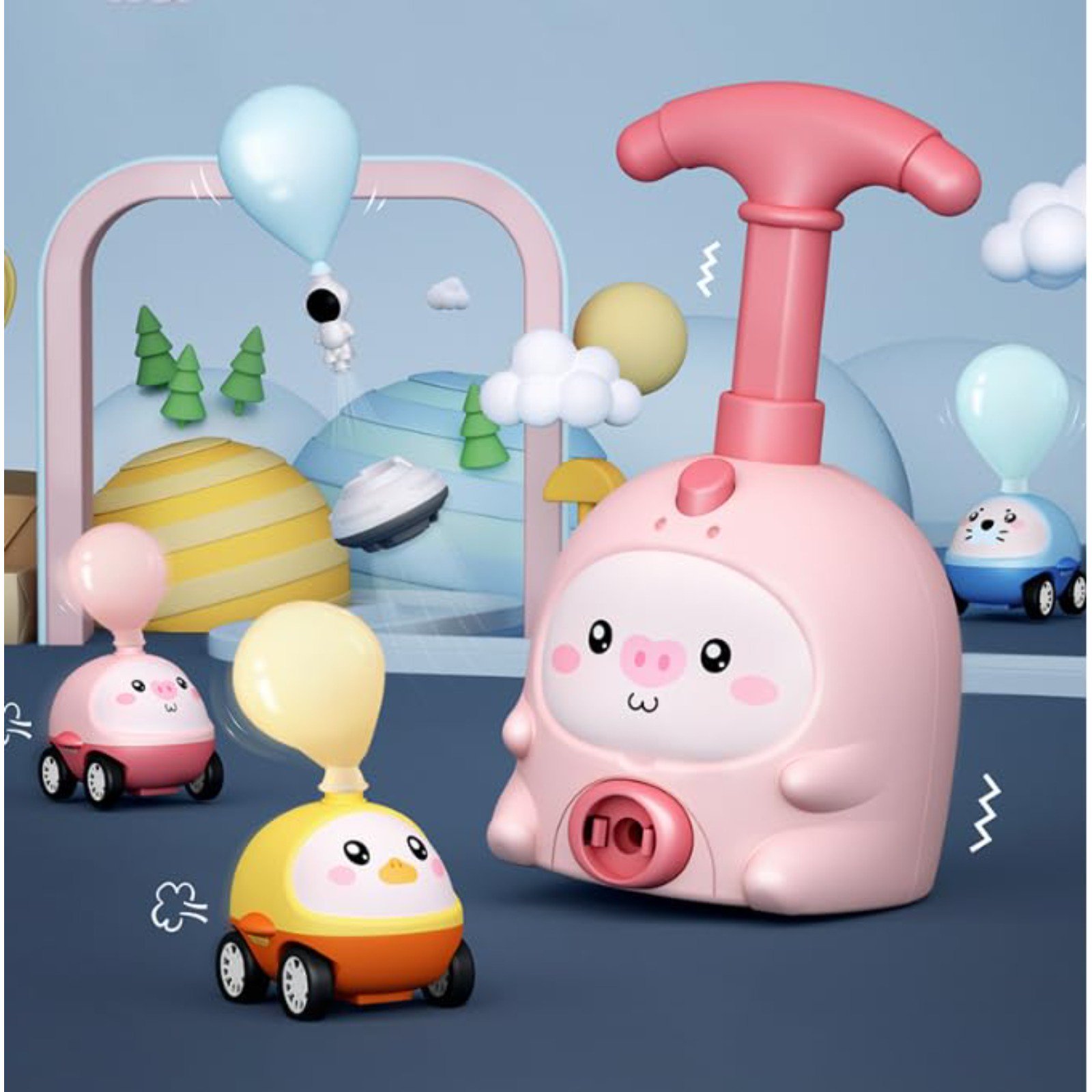 Balloon Launcher Toy Set – 2-in-1 Animal Air Powered Balloon Car, Races ...