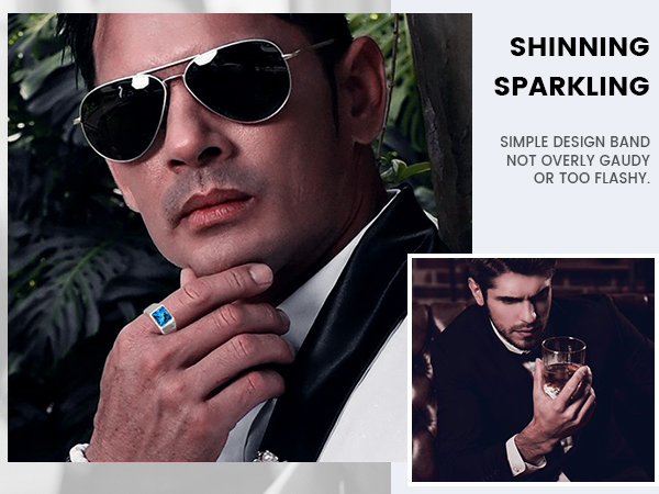 thumbnail video image 2 of KeyStyle Rings for Men Vintage Stainless Steel Signet Ring with Black Topaz Gemstone Birthstone Statement Ring Birthday Jewelry Father Day Valentine Gift for Men, 15mm Black Topaz, 2 of 10