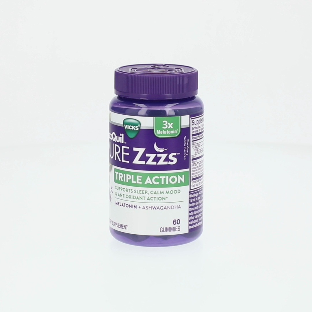 3 pack) ZzzQuil PURE Zzzs Melatonin Triple Action with Ashwagandha