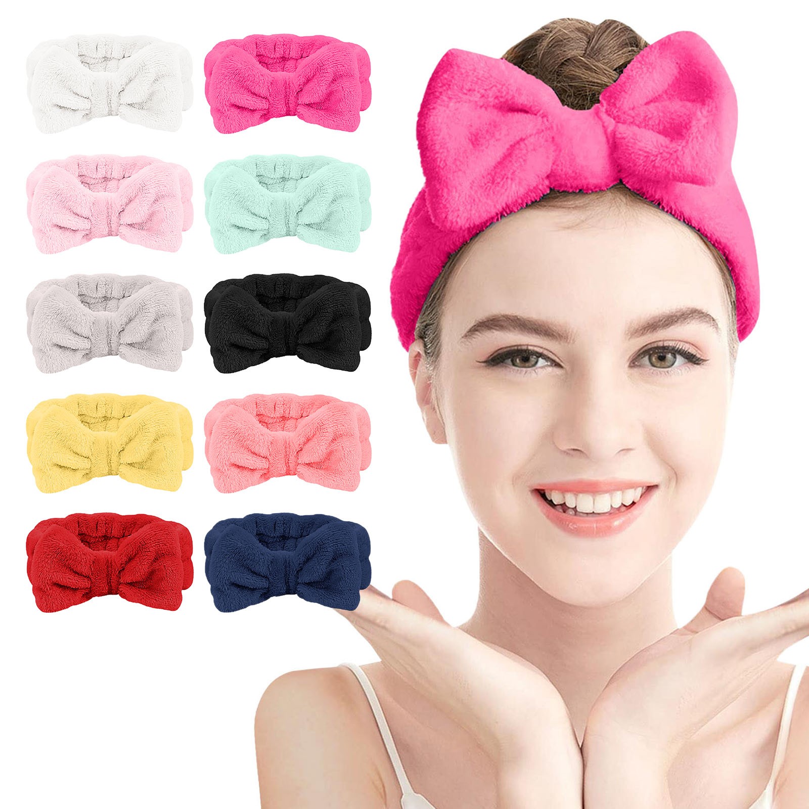 thumbnail video image 2 of GZWYHT Headbands for Women,Hair Accessories Hydrotherapy Headband 1 Piece Bow Hairband Facial Makeup Headband Soft Coral Velvet Headband For Shower Face Wash Skincare Headband,Hair Bands Black, 2 of 9