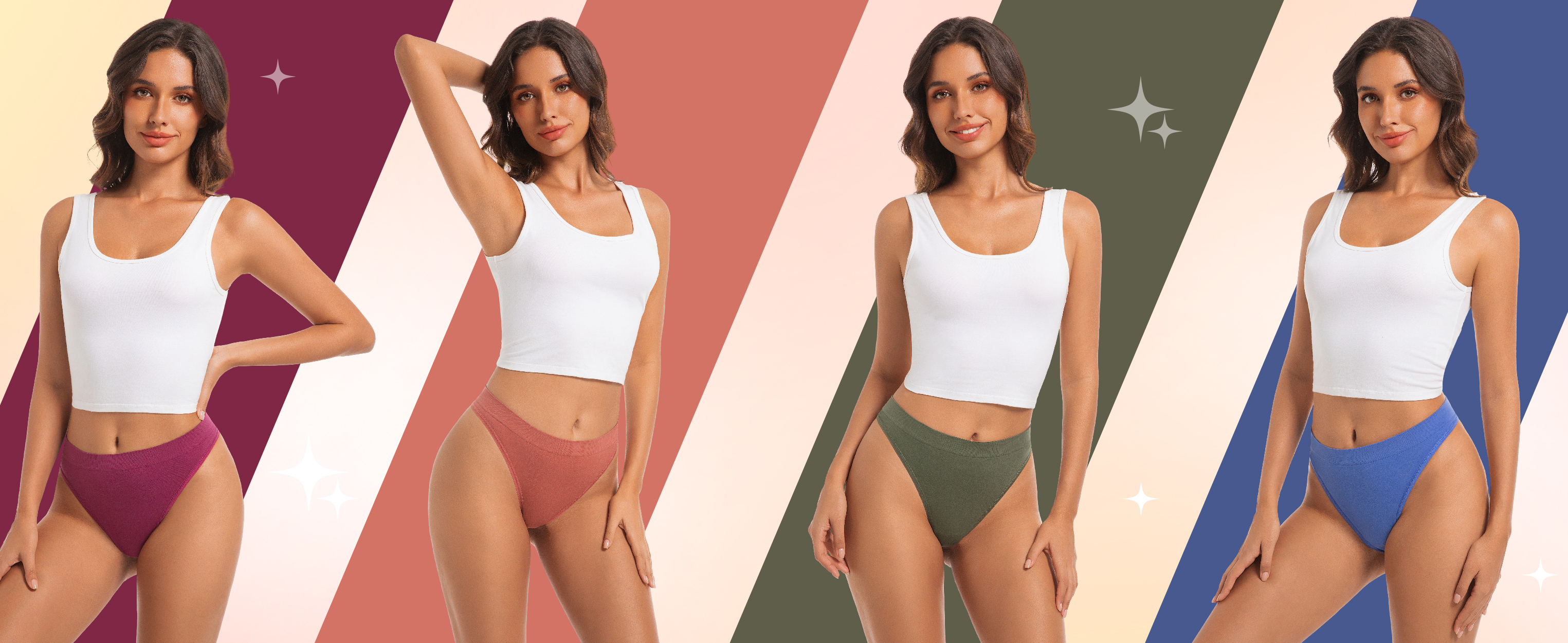 thumbnail video image 2 of Jo & Bette Women Thong Panties, High-waisted Briefs, Women Cotton Underwear 6 Pack, 2 of 7