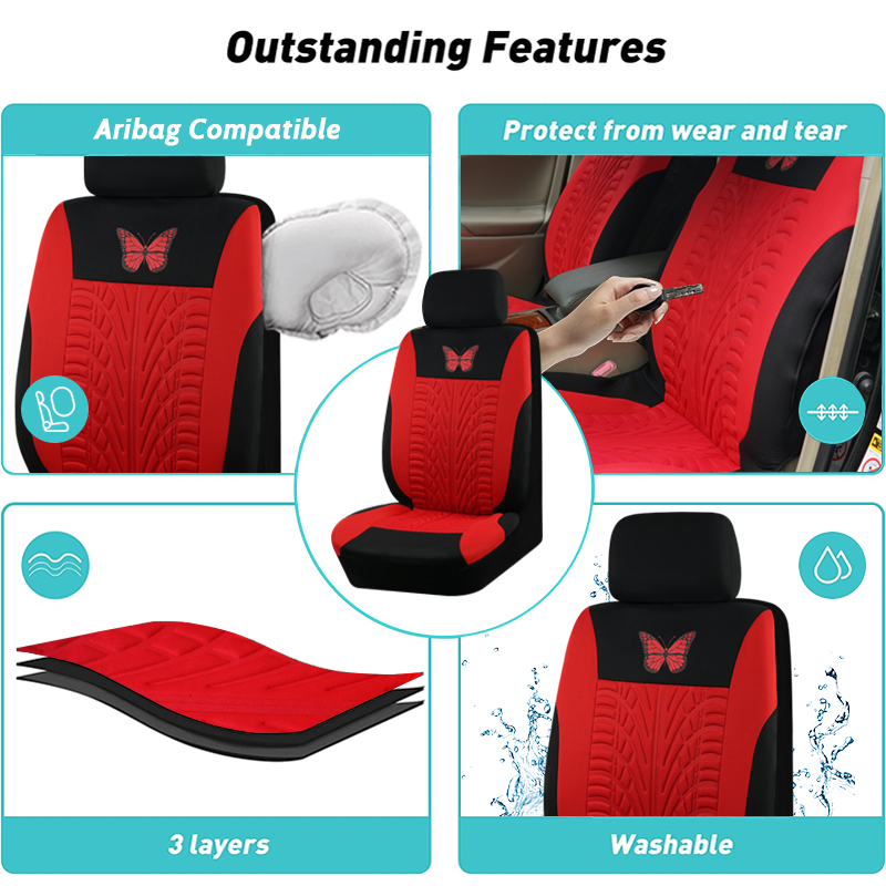 thumbnail video image 2 of Autoking Covers Polyester Car Seat Cover Set Is Suitable For Most Car Seat Covers With Butterfly Pattern Car Seat Protection AD9525-GR, 2 of 6