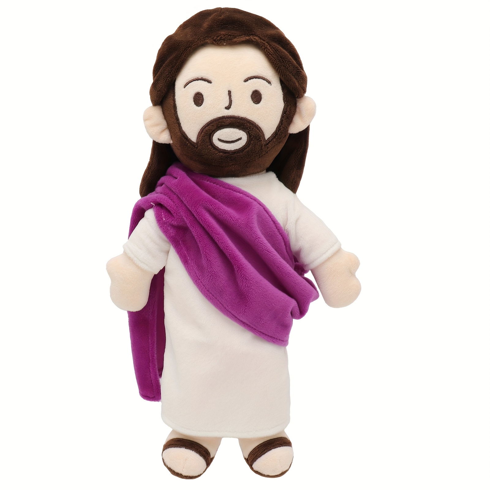 thumbnail video image 2 of 13" Jesus Plush Doll with Purple Robe, Christian Stuffed Toy for Kids, Easter, Christmas & Thanksgiving Religious Gifts, Party Favors & Faith-Inspired Decor, 2 of 8