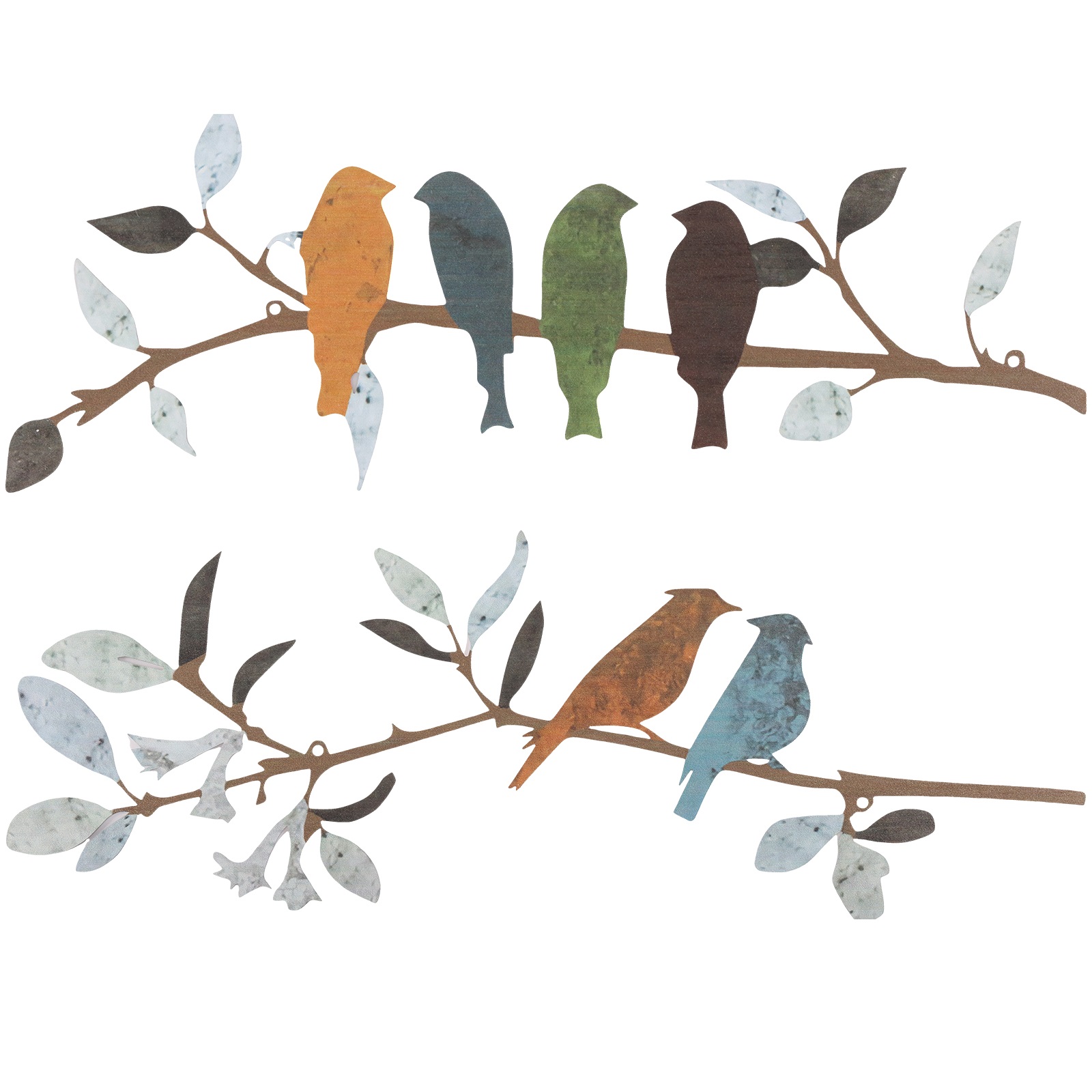 thumbnail video image 2 of Dznils 2Pcs Metal Birds Wall Art Hanging Metal Wall Decor Birds on Branch Iron Scroll Sculptures, 2 of 10