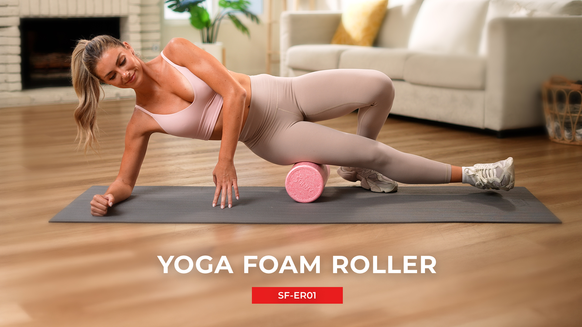 thumbnail video image 2 of Sunny Health & Fitness 24" Yoga Foam Roller (Pink), 2 of 9