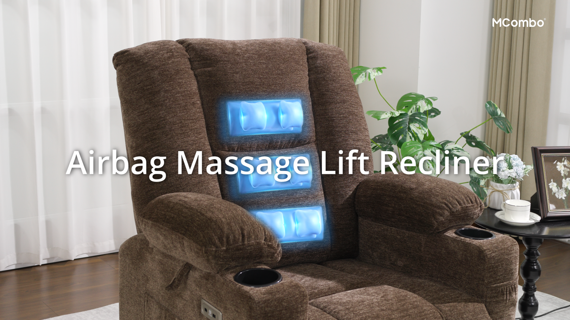 thumbnail video image 2 of MCombo Power Lift Recliner Chair for Elderly, Premium Airbag Massage, Grey, 2 of 16