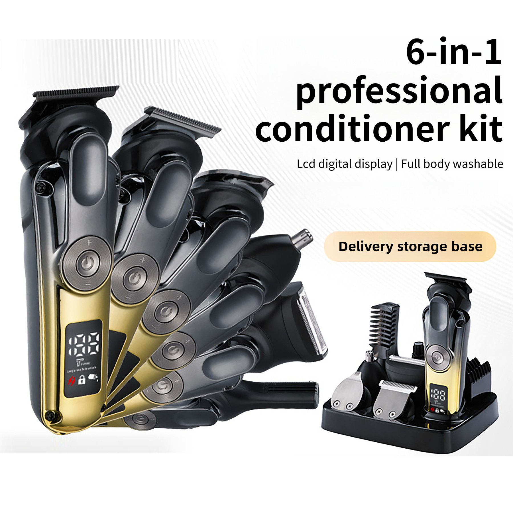 thumbnail video image 2 of Juyafio New Upgrade 6-in-1 Beard Trimmer for Men,Hair Clippers Kit,Beard Trimmer for Men/Electric Razor,Body Hair Trimmer,Nose Hair Groomer,Cordless Precision Shave Kit,Waterproof USB Rechargeable, 2 of 14