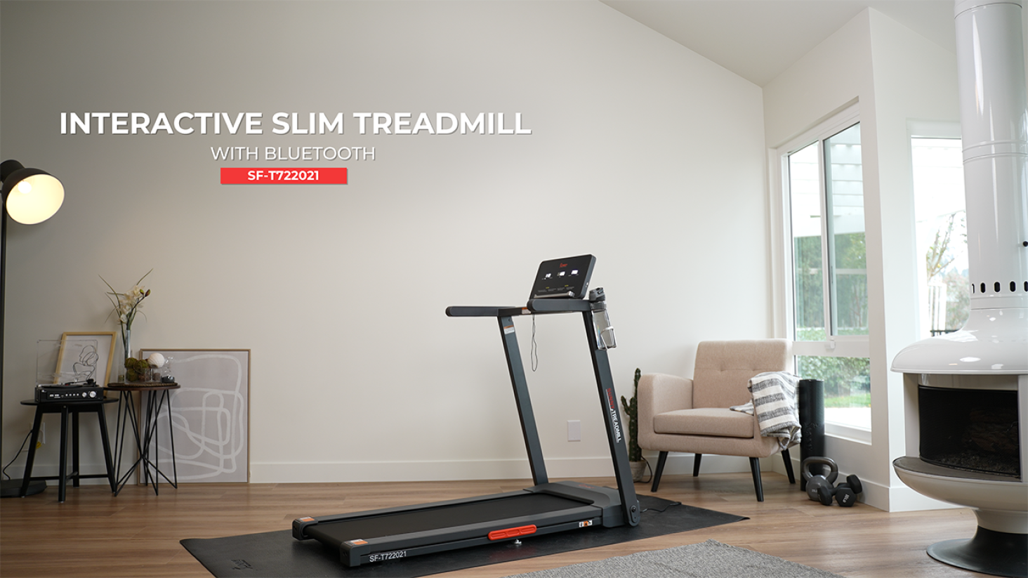 thumbnail video image 2 of Sunny Health & Fitness Interactive Slim Treadmill 9MPH w Smart Bluetooth & FREE SunnyFit® App – SF-T722021, 2 of 10