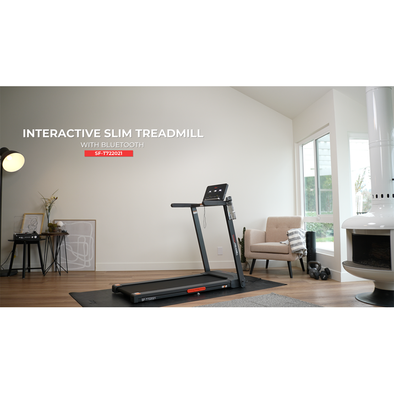 Sunny Health & Fitness Quiet Interactive Slim Treadmill with