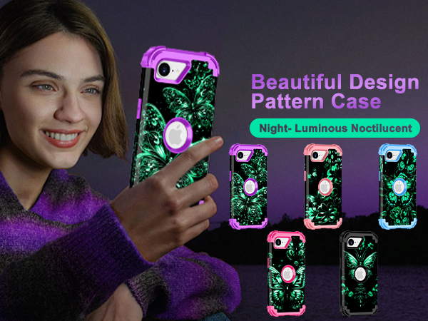 thumbnail video image 2 of Casetego for iPhone 16E 5G Case,Glow In The Dark Cute Fashion Blue Crystal Butterfly,Heavy Duty Shockproof Protective Stylish Apple iPhone 16E Phone Case For Women Girls Gifts,Purple Butterfly, 2 of 9