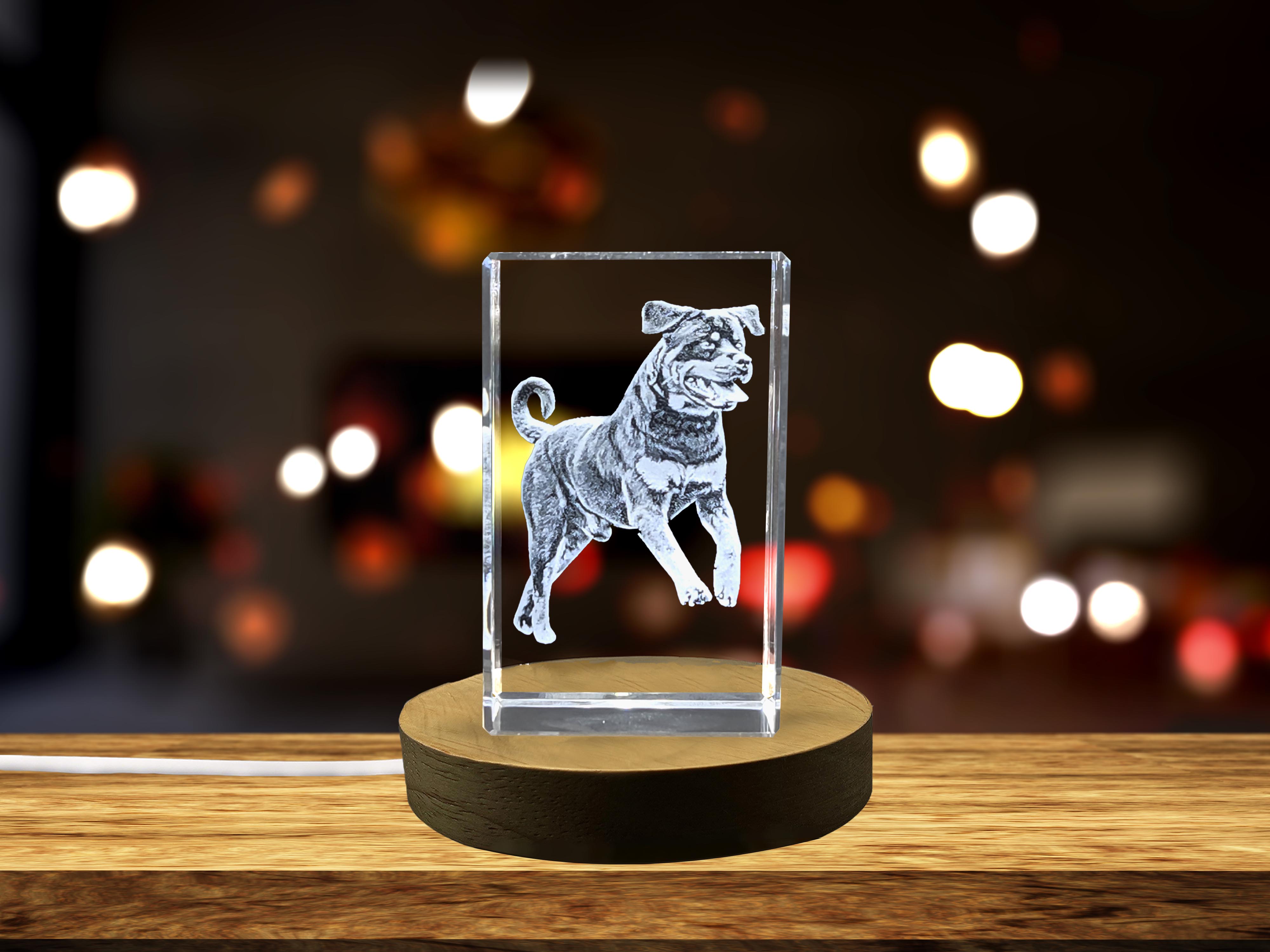 thumbnail video image 2 of Rottweiler Dog | Unique 3D Engraved Crystal Gift, 2 of 7