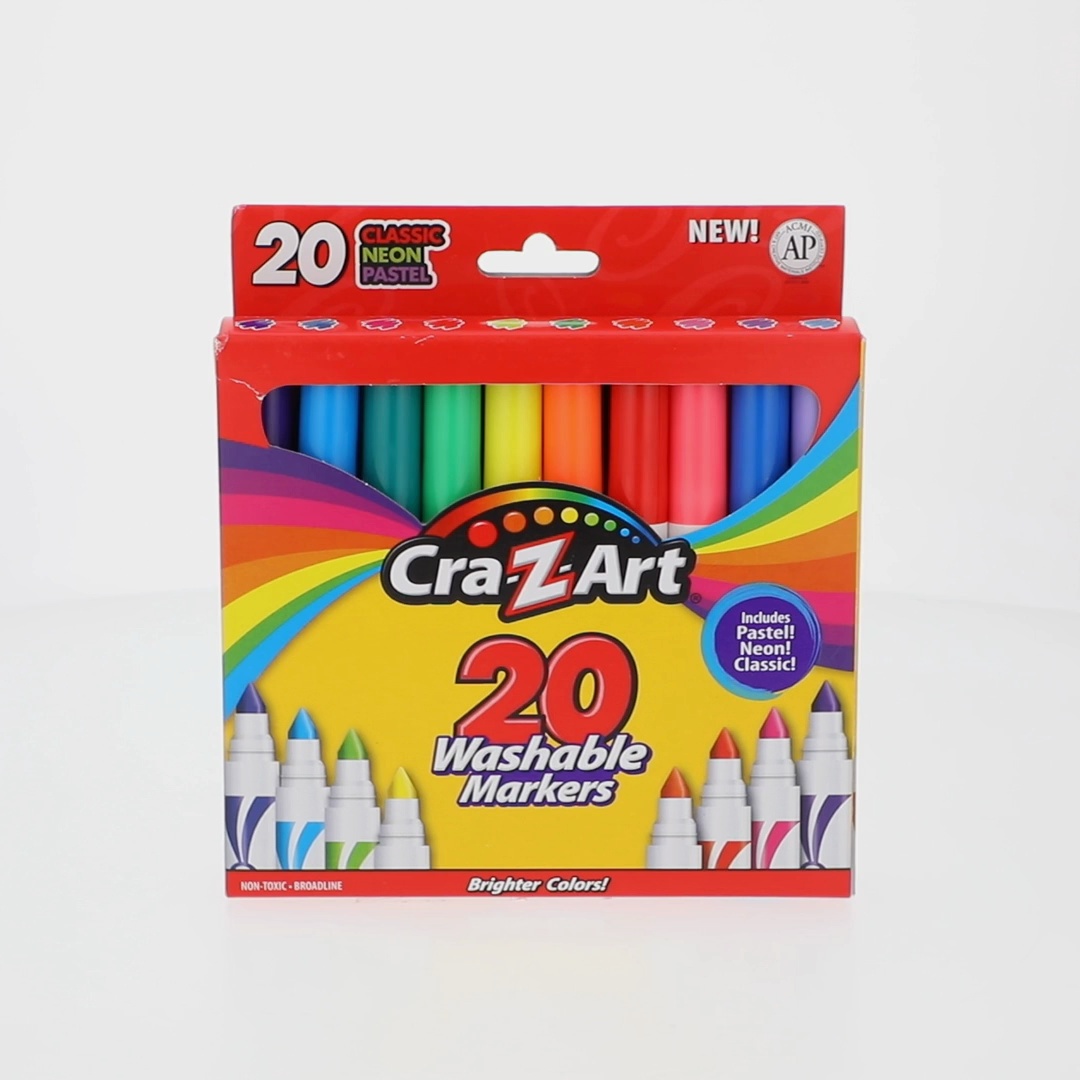 4 pack) Cra-Z-Art 20 Count Multicolor Broad Line Washable Art