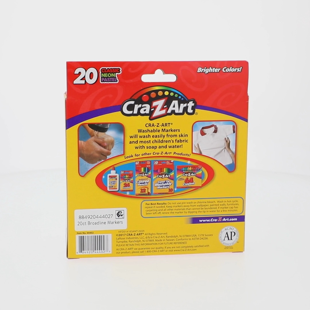 4 pack) Cra-Z-Art 20 Count Multicolor Broad Line Washable Art