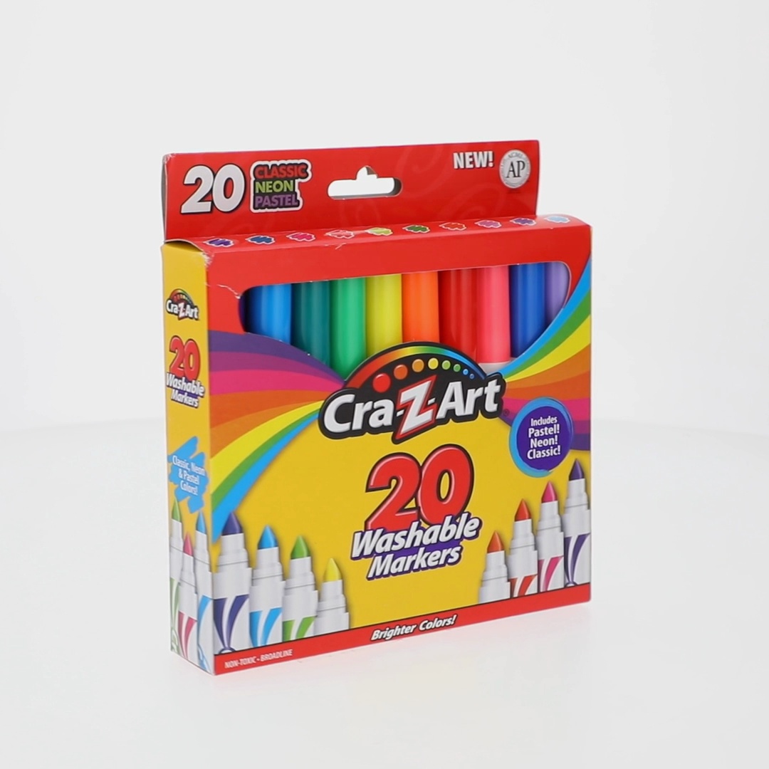 4 pack) Cra-Z-Art 20 Count Multicolor Broad Line Washable Art