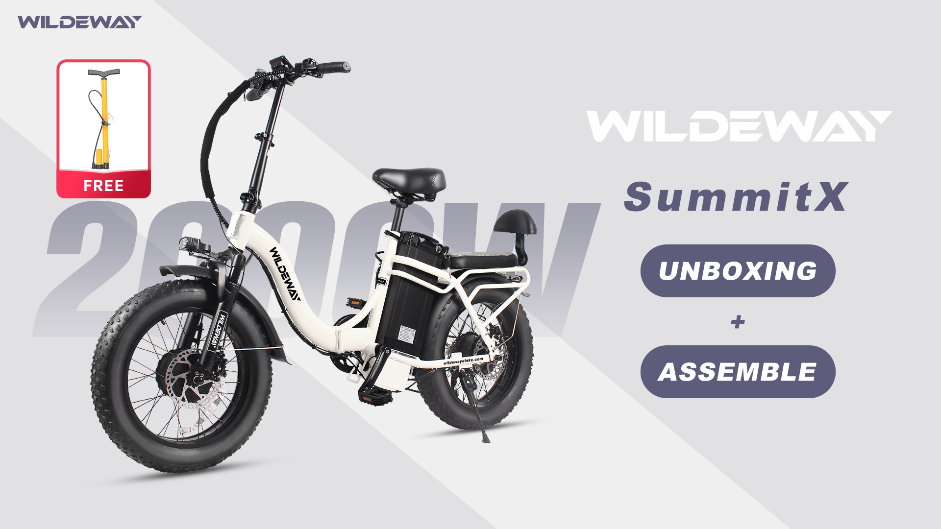 thumbnail video image 2 of Wildeway Folding Dual Motors Electric Bike for Adult, 2000W 48V 32AH UL2849 Removable Battery Mountain bike 20*4.0 Fat Tire up to 28MPH&90Miles Long Range Ebike Off-road Dual Hydraulic&Brake Bicycle, 2 of 11