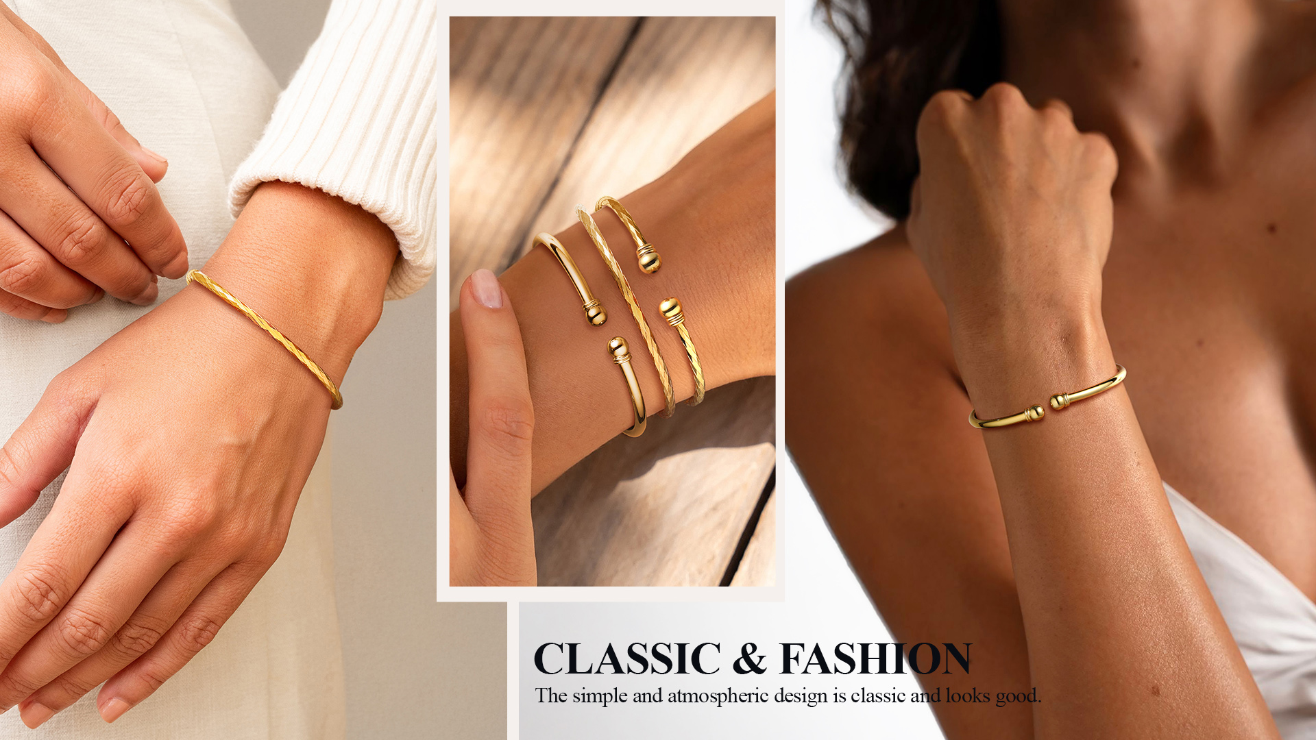 thumbnail video image 2 of U7 Twisted Gold Bracelet for Women Open Bracelet Jewelry Fashion Solid Cuff Bangle Christmas Birthday Gift, 2 of 8