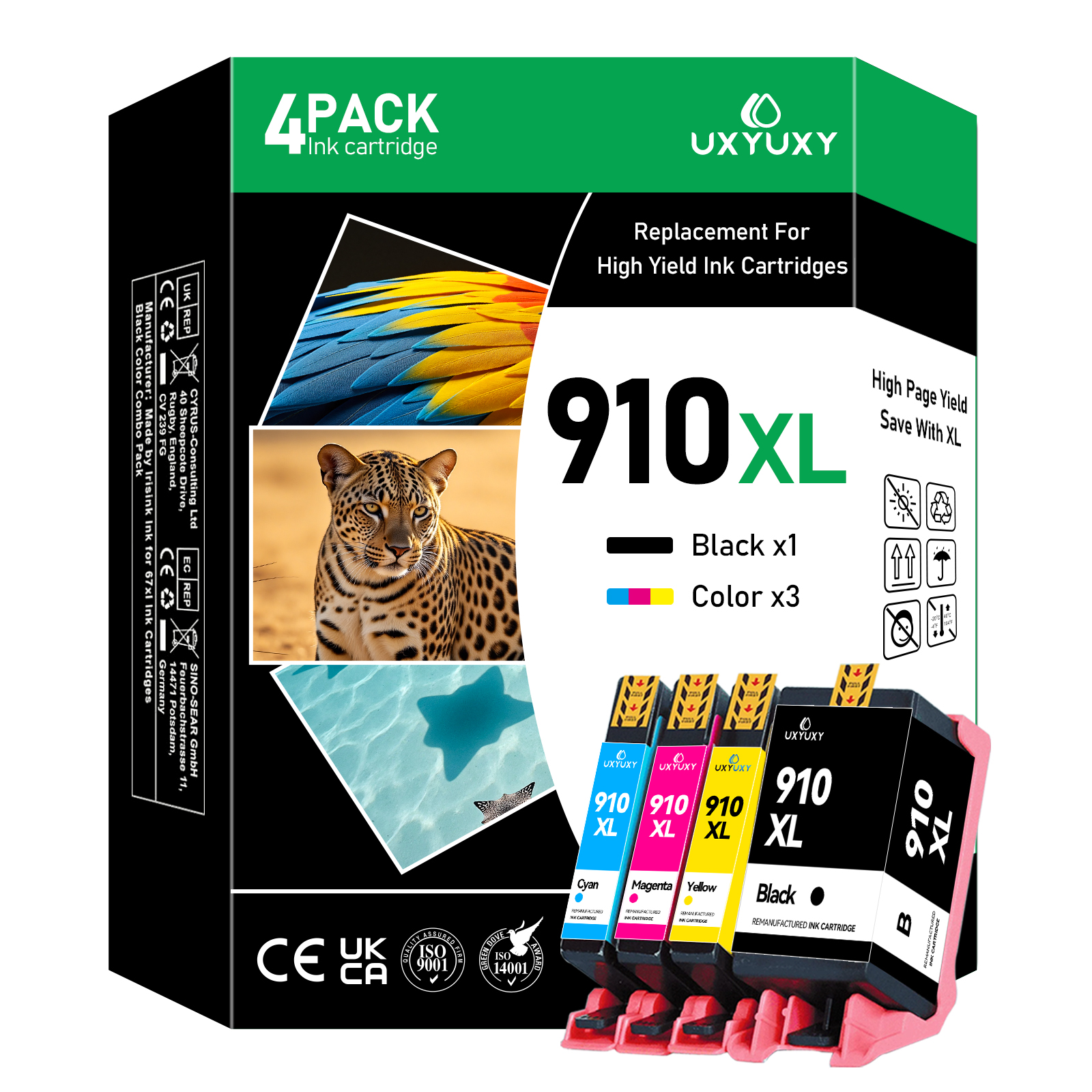 thumbnail video image 2 of 910XL Ink Cartridge Compatible for HP Ink 910 for HP OfficeJet 8010e 8012e 8014e 8025e 8015 8015e 8010 8018 8022 8022e Pro 8020 8020e 8024e 8025 Printer(4-Pack), 2 of 7