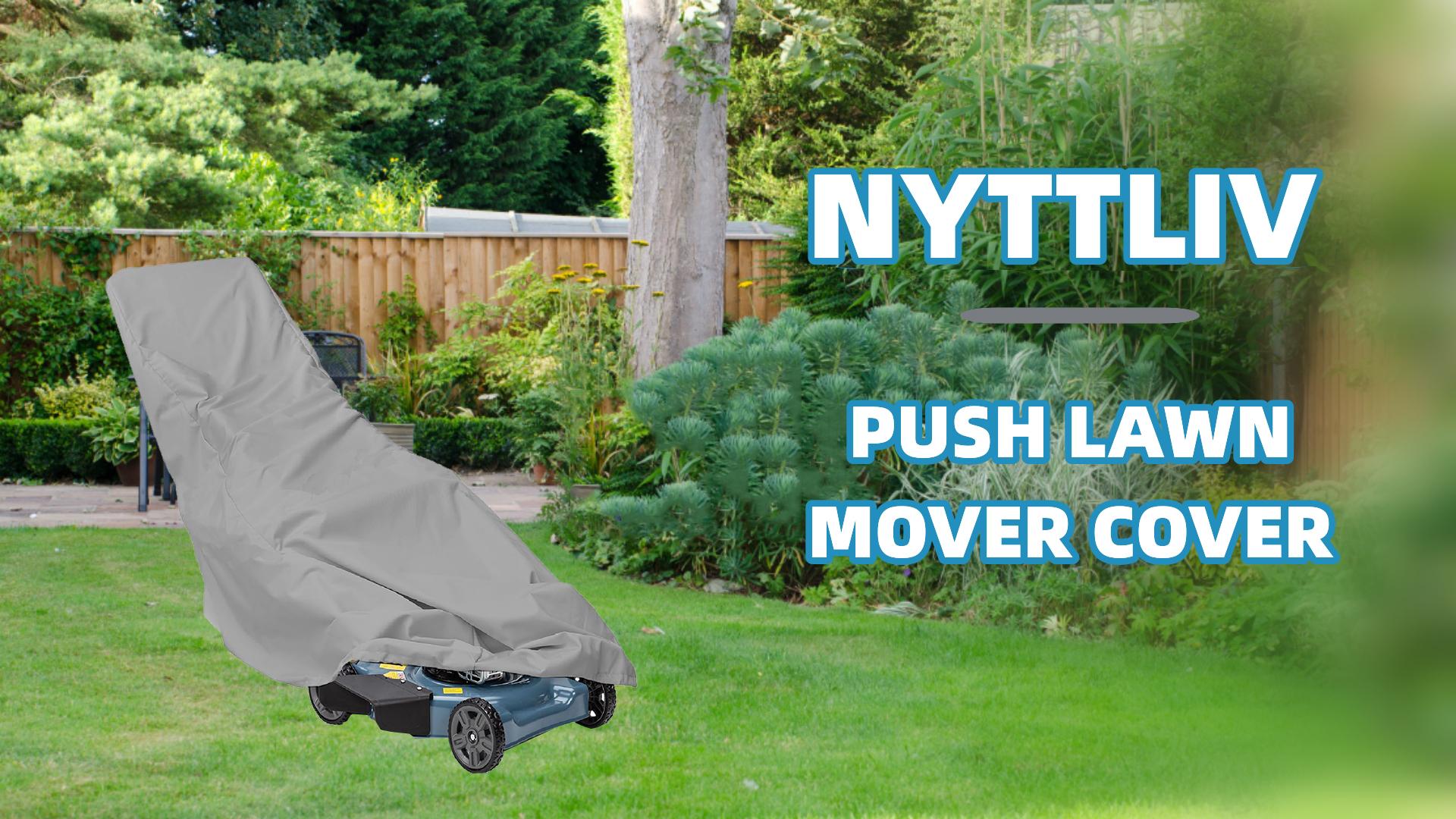 thumbnail video image 2 of Push Lawn Mower Cover, Walk Behind Lawn Mower Covers Waterproof Heavy Duty, 600D Outdoor Push Mower Cover Universal with Storage Bag for Greenworks, EGO, Craftsman, Husqvarna, Honda and More, 2 of 7