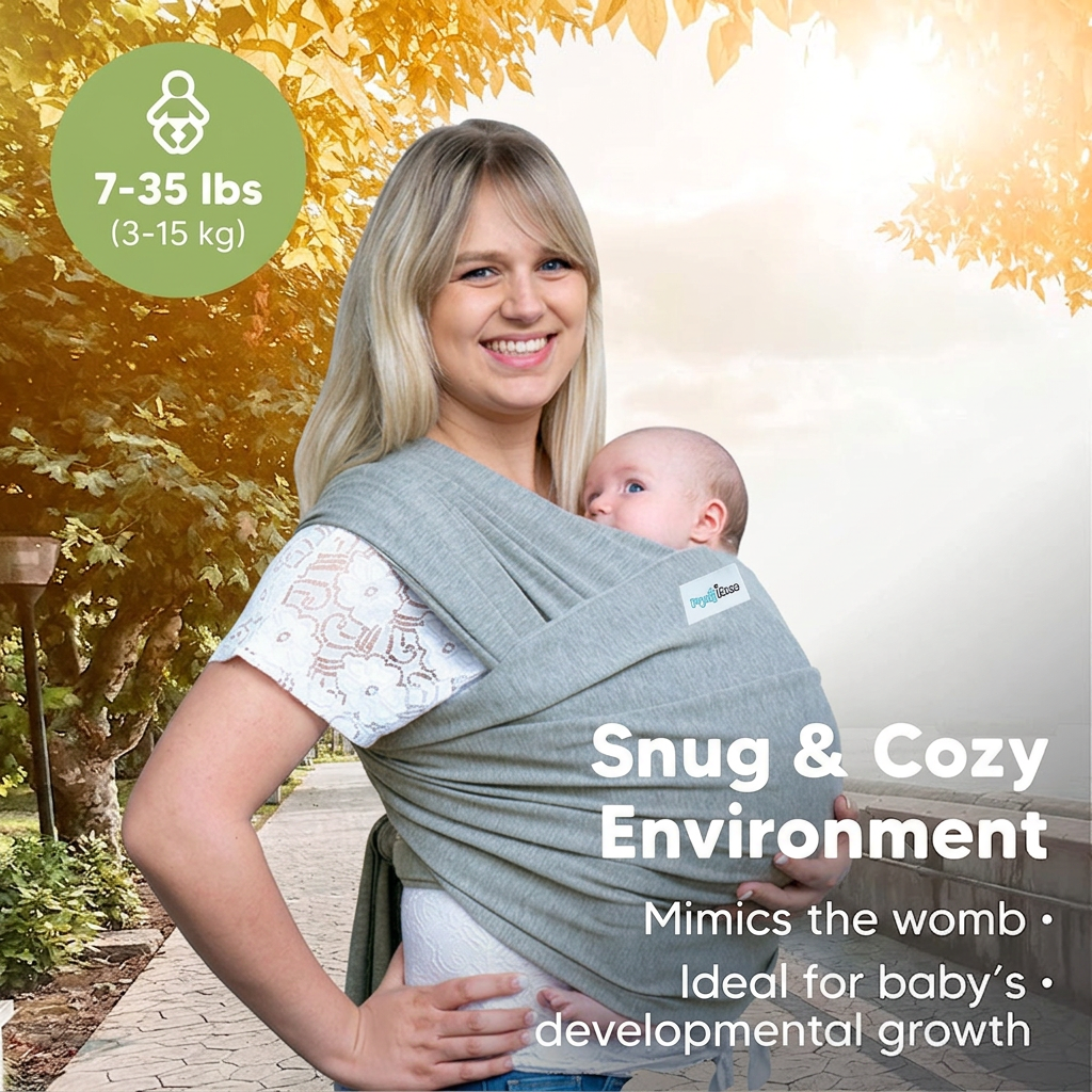 thumbnail video image 2 of Flying Ideas Baby Wrap Carrier Breathable Baby Sling ,Hands Free Baby Carrier for Infant Newborn Gray, 2 of 13