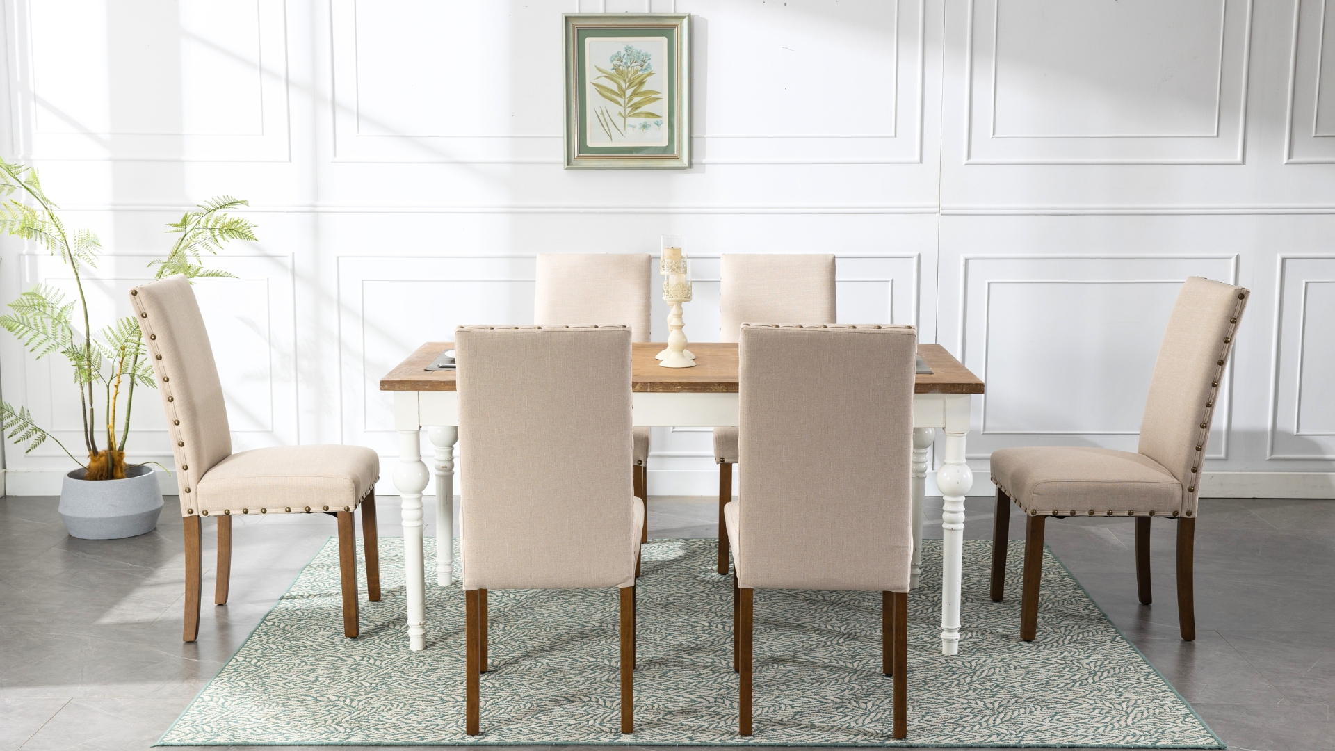 thumbnail video image 2 of Snugway Handcraft Linen Solid Wood Parson Chair,Dining Chair,Set of 2,Beige, 2 of 10