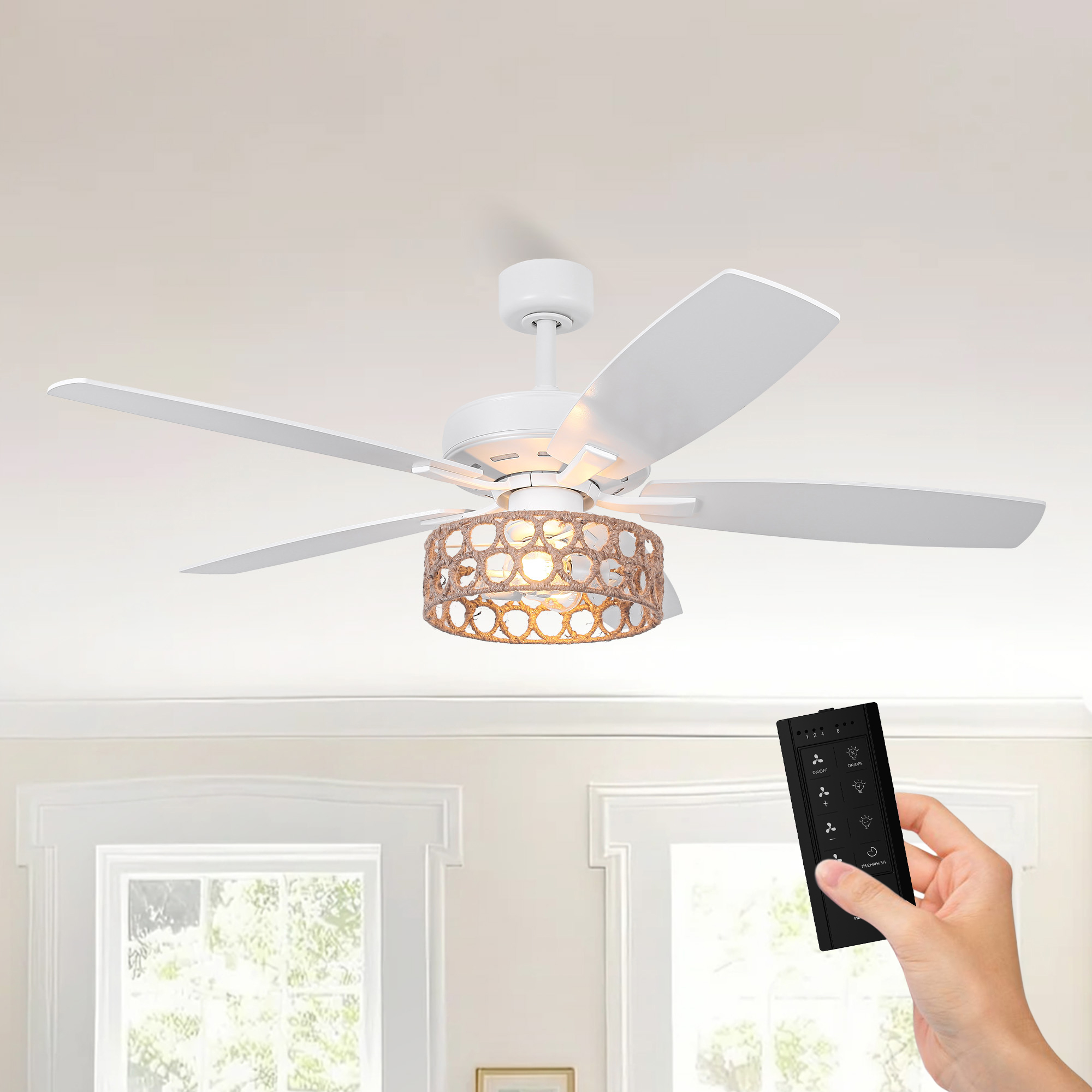 thumbnail video image 2 of Parrot Uncle Bohemia 52" Double-Sided Caged Ceiling Fan with Remote Control, DC Motor, 6-Speed Ceiling Fan, 2 of 17