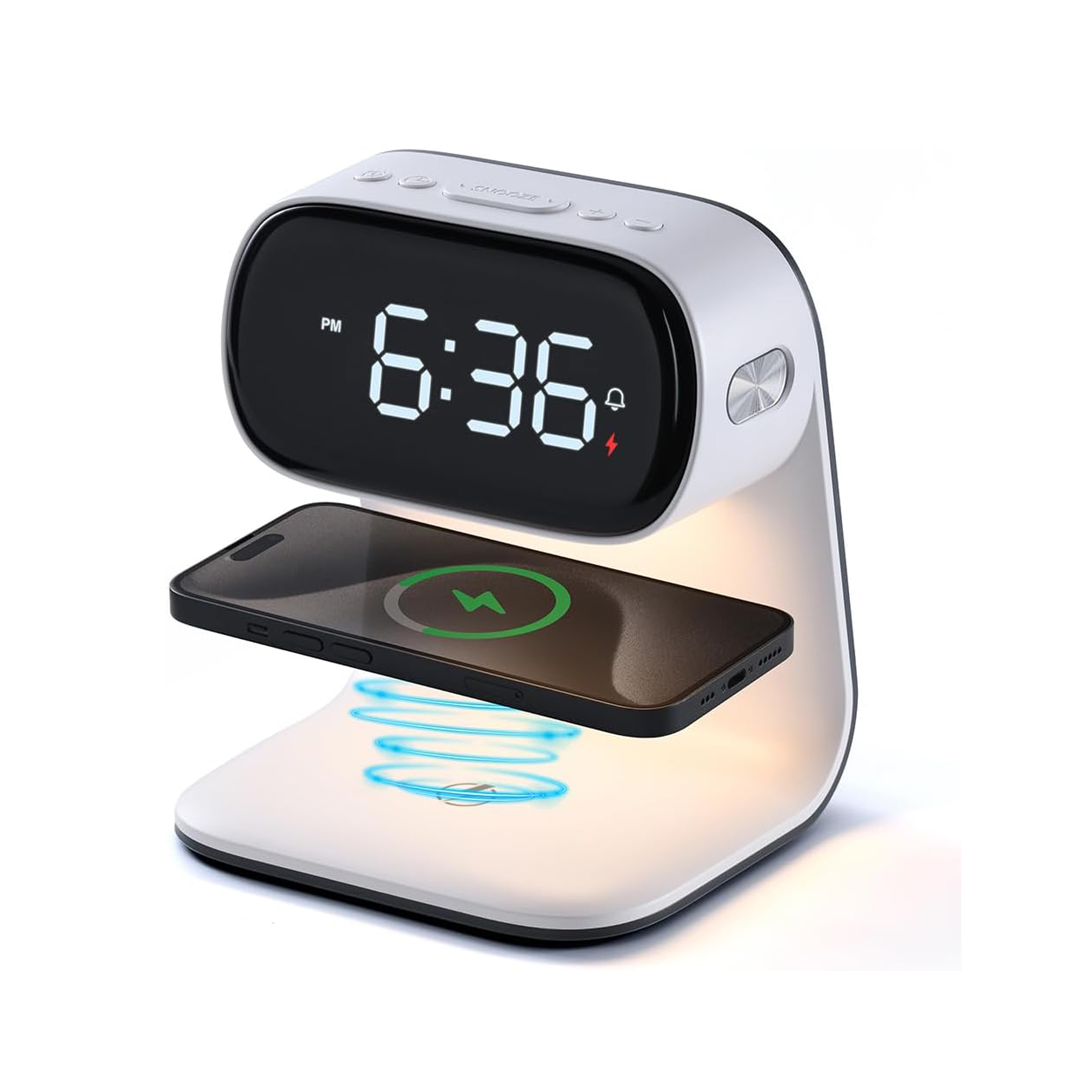 thumbnail video image 2 of Digital Alarm Clock with Wireless Fast Charging Station, 15W Touch Smart Lamp, LED Display, 3 Colors Nightlight Adjustment Night Lamp for Bedroom, Teens, Adults, Gift for Men and Women(White), 2 of 9