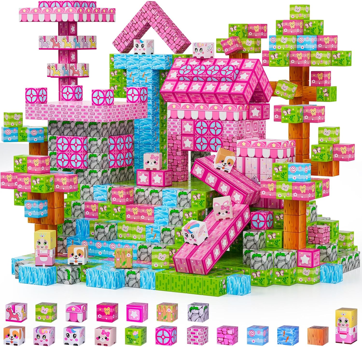 thumbnail video image 2 of 150PCS Princess Magnetic Building Blocks, Sensory Construction Toys for Girls Ages 3-10, Adorable Gift for Toddlers & Kids, 2 of 10