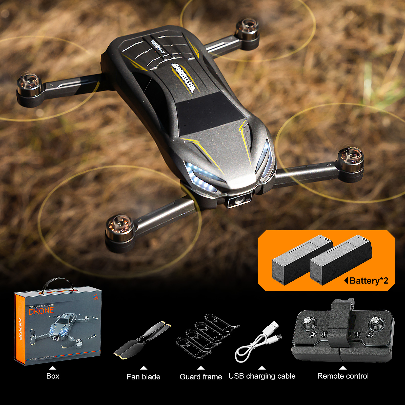 thumbnail video image 2 of RC Car Drone with Camera for Kids & Adults, 2 Batteries, 1080P Dual Camera Foldable Drone, Brushless Motor, Optical Flow Hover, One Key Takeoff, Gesture Control, LED Lights Quadcopter Toy, 2 of 18