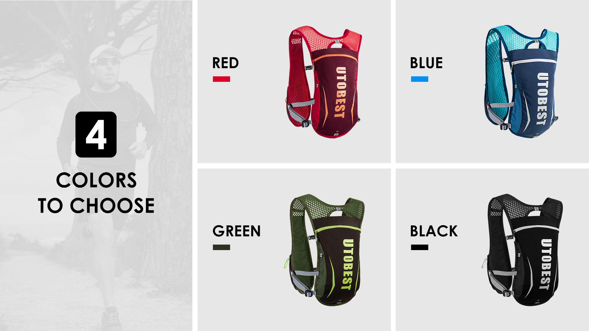 thumbnail video image 2 of UTOBEST Running Backpacks Lightweight Hydration Pack Functional Running Vest 5L, 2 of 7