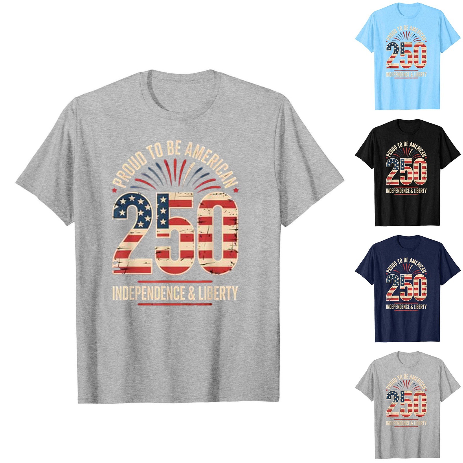 thumbnail video image 2 of 250 Years American 1776 2026 250th USA Birthday 4th of July T-Shirt - 250th Anniversary USA Shirts, 2 of 4