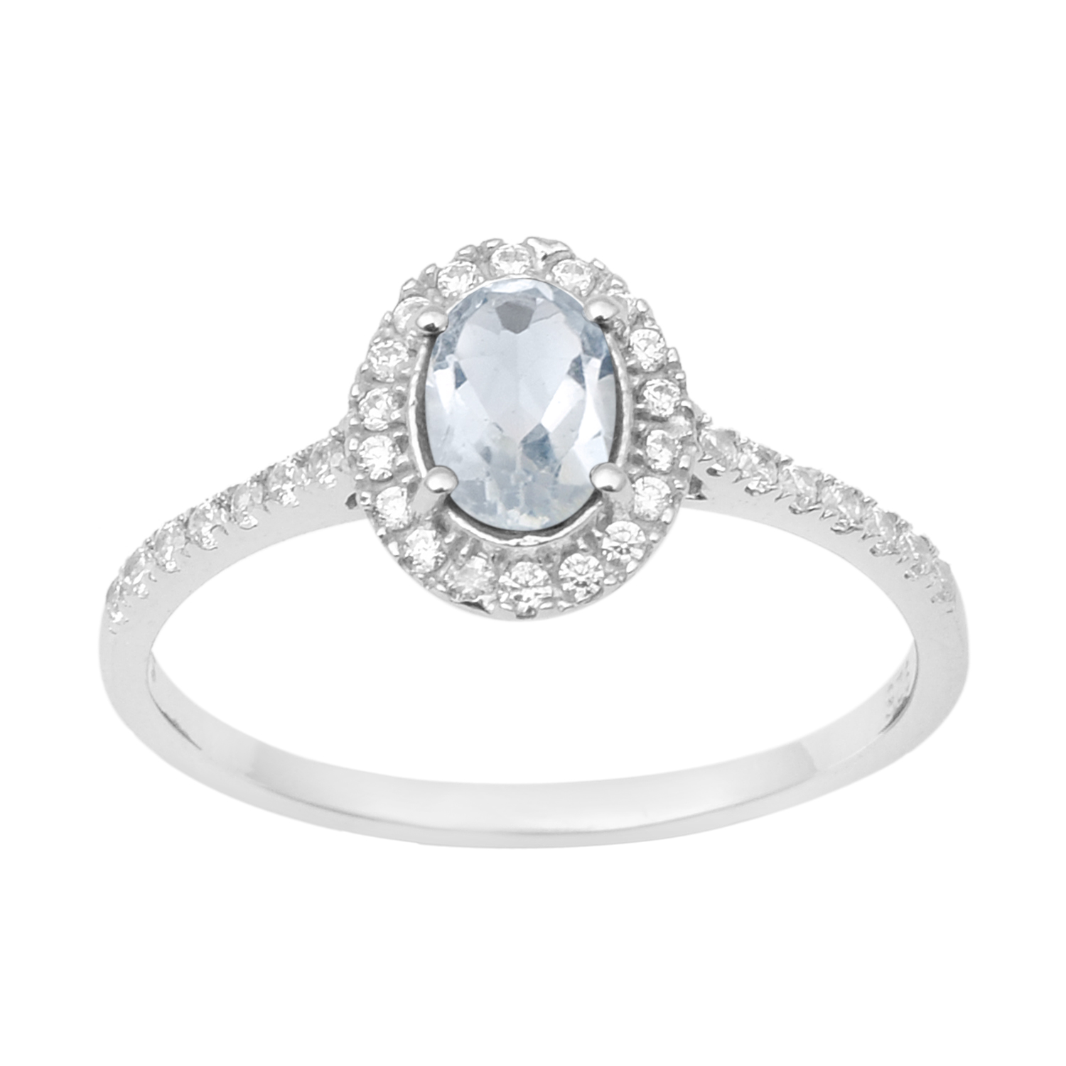 thumbnail video image 2 of Mooneye 1.25 Ctw Oval Shape Aquamarine 925 Sterling Silver Solitaire Halo Women Wedding Ring, 2 of 7