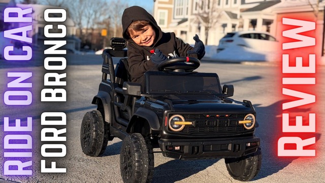 thumbnail video image 2 of Conchico 12V Ford Bronco Kids Ride on Cars with Remote Control, Battery Powered Ride on Toys with All-Terrain Wheel, Toddler Electric Car with Headlights/Music/Bluetooth for Boys Girls 3-5, Black, 2 of 9