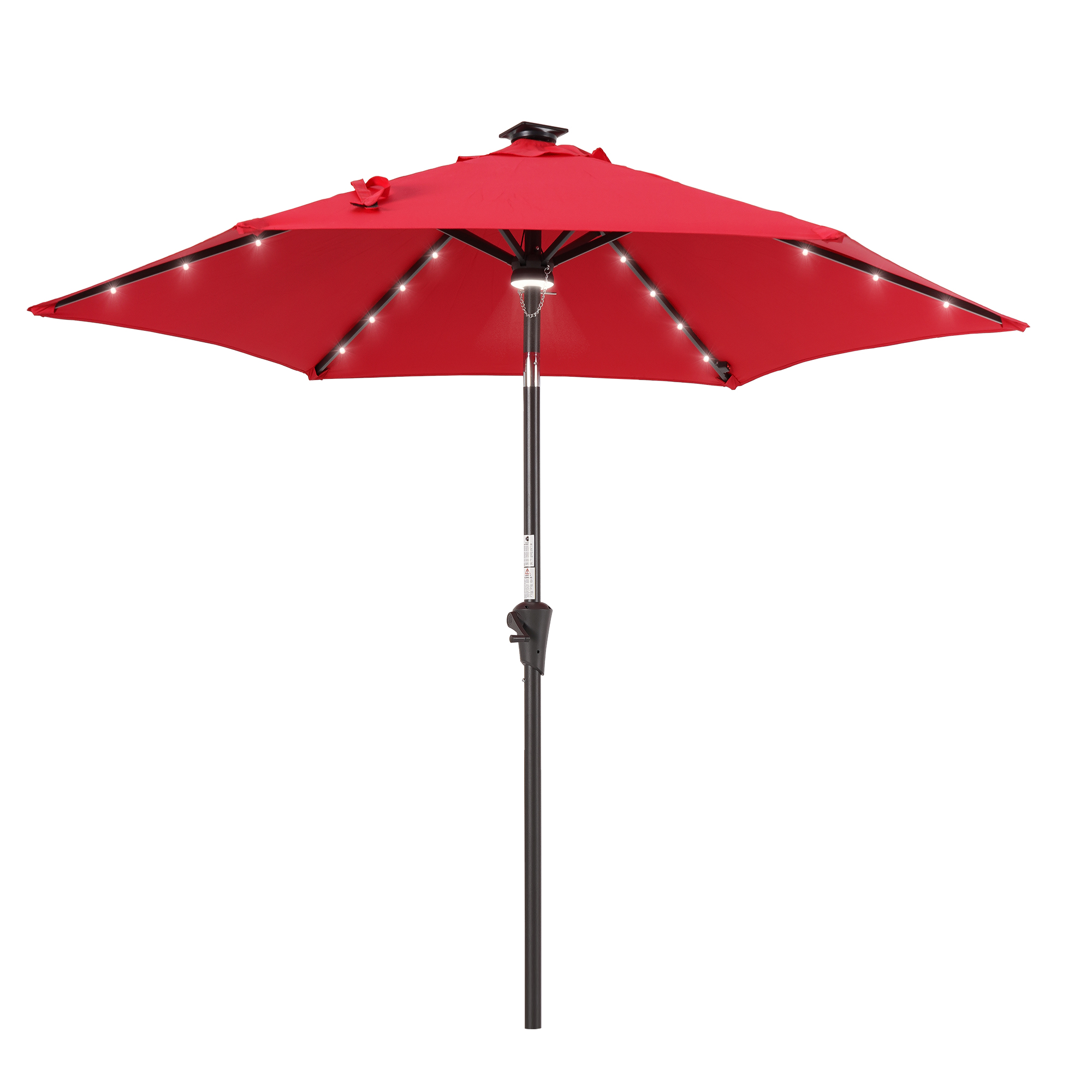 thumbnail video image 2 of ACEGOSES 7.5ft LED Solar Outdoor Patio Market Table Umbrella with Polyester Canopy for Garden,Yard and Poolside,Red, 2 of 9