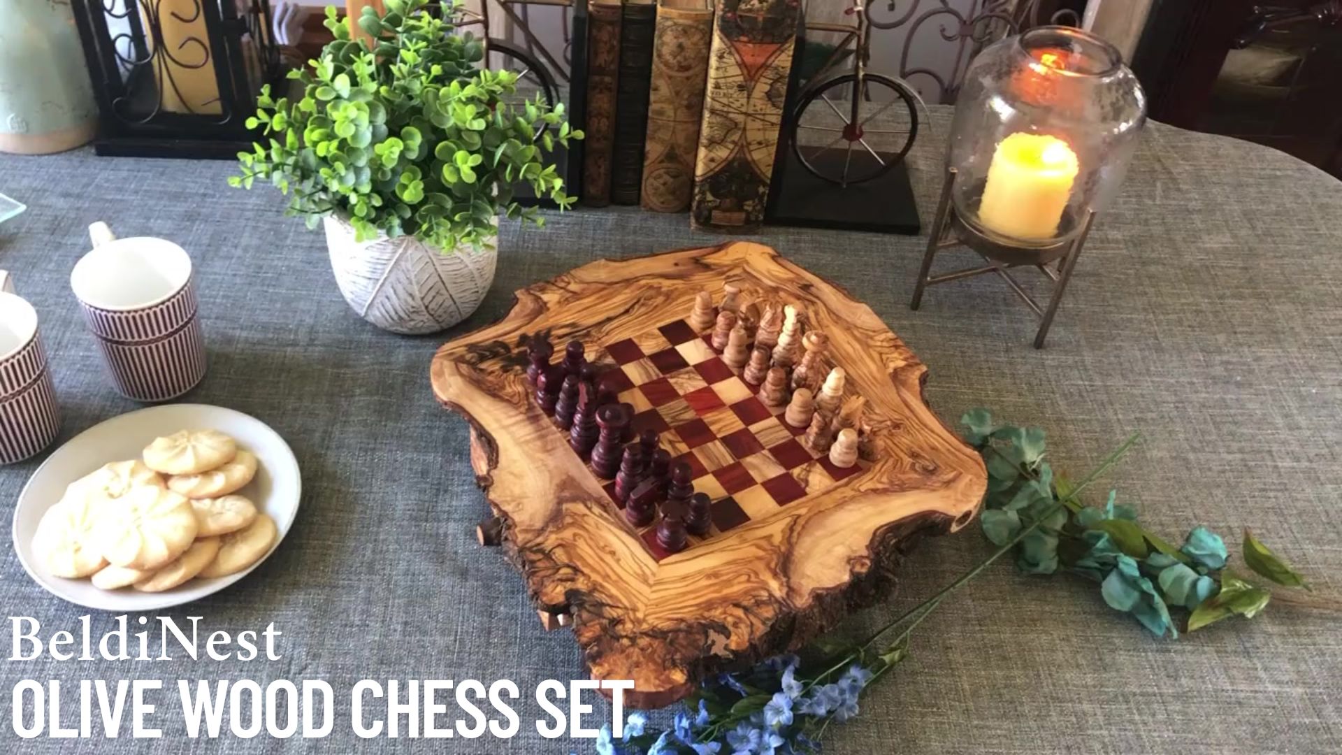 thumbnail video image 2 of Beldinest Rustic Red Olive Wood Chess Set- Luxury Edition, 2 of 7