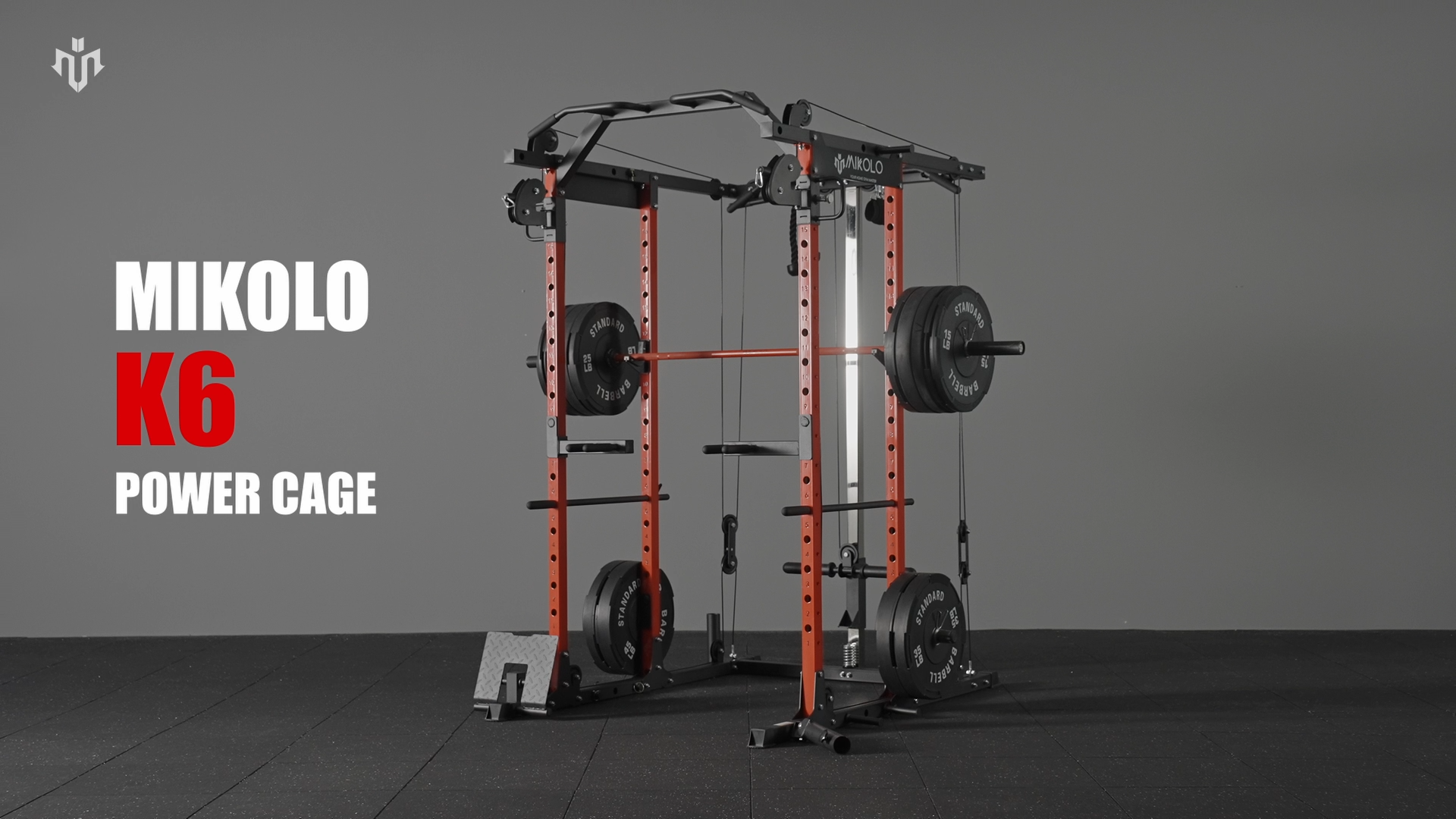thumbnail video image 2 of Mikolo Power Rack Cage, Weight Rack with Cable Crossover Machine,Multi-Function Squat Rack with J Hooks,Dip Bars and Landmine for Home Gym Red, 2 of 9