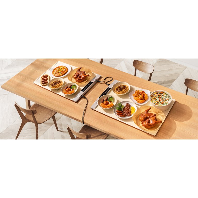 Warming Mat Homelove For Food - Fast Full Surface Electric Warming Tray With 7 Temp-Settings & 8H Timer, Portable Roll Up Food Warmer With Heat Insulation Pad For Gatherings Parties Buffet Food