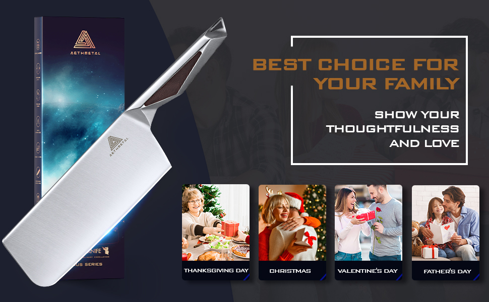 thumbnail video image 2 of AETHMETAL 7" Butcher Knife, Sharp Meat Cleaver Knife for Meat Cutting, High Carbon Stainless Steel Chinese Cleaver, 2 of 8