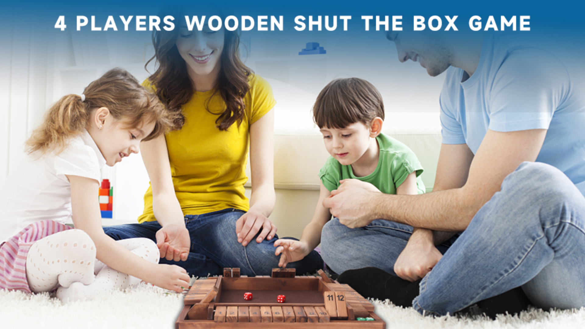 thumbnail video image 2 of GSE Games & Sports Expert 4-Player 12 Numbers Wooden Shut The Box Dice Board Game with 8 Dices Classic Tabletop Version of Popular English Pub Game, 2 of 8