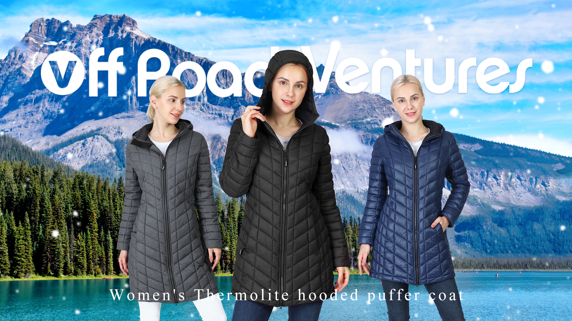 thumbnail video image 2 of Off Road Ventures Women's Lightweight Puffer Jacket Hooded Water-Resistant Windproof Quilted Puffer Coat Outwear, 2 of 7