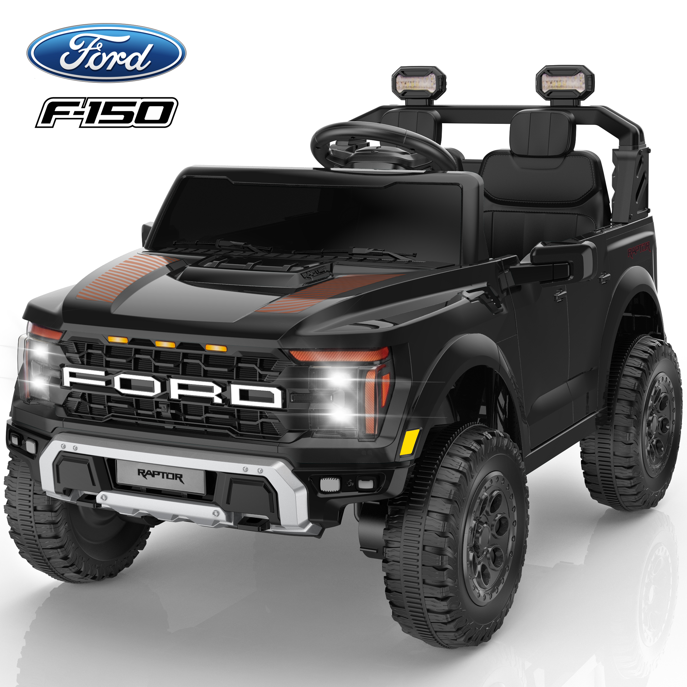 thumbnail video image 2 of Ford F150 Raptor 2 Seater Ride on Toy Trucks for Kids, 24V Powered 2 Seat Ride on Cars with Remote Control/4 Wheelers/LED/Bluetooth/ Truck Bed Storage/Soft Start, Kids Electric Cars for Boys Girls, 2 of 9