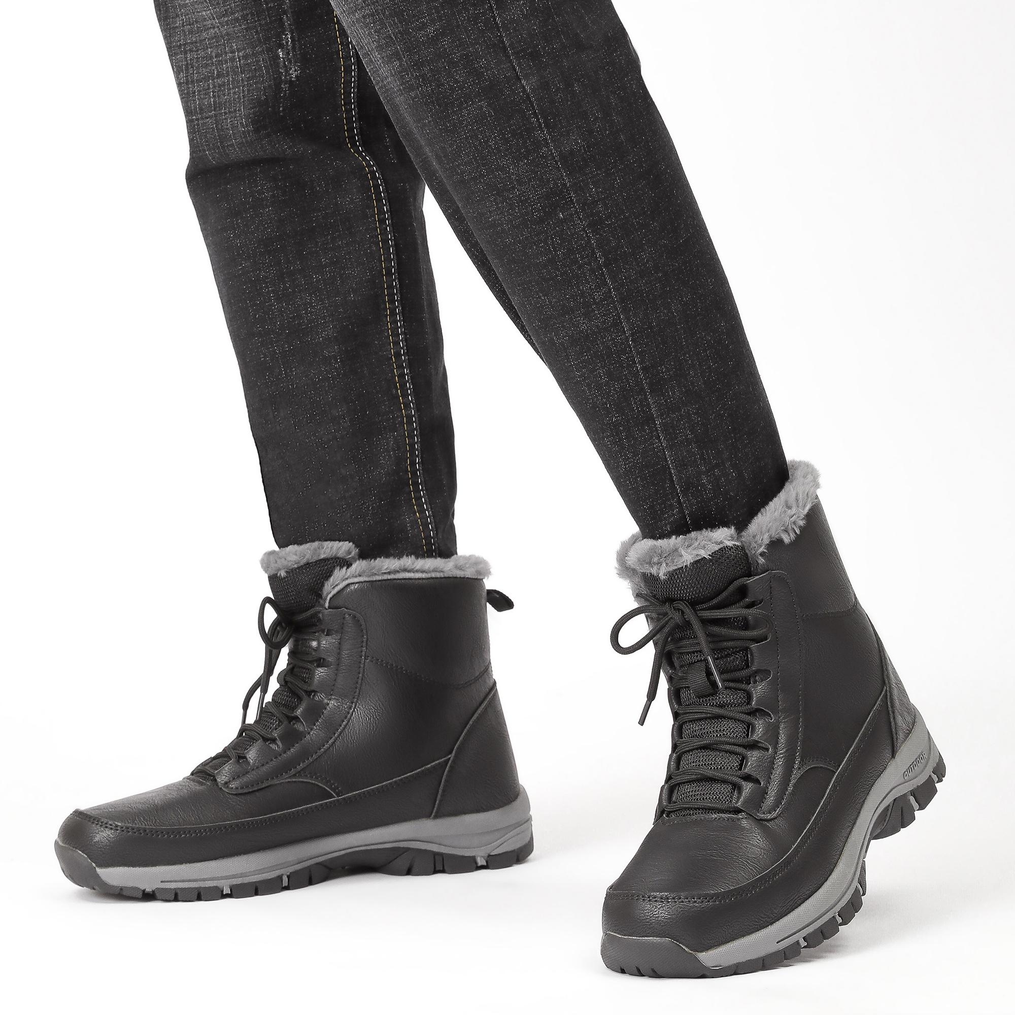 thumbnail video image 2 of Northblanc Mens Snow Boots Water Resistant Hiking Boots Non-slip Winter Warm Fur Lined Comfort Outdoor Camping Shoes, 2 of 9