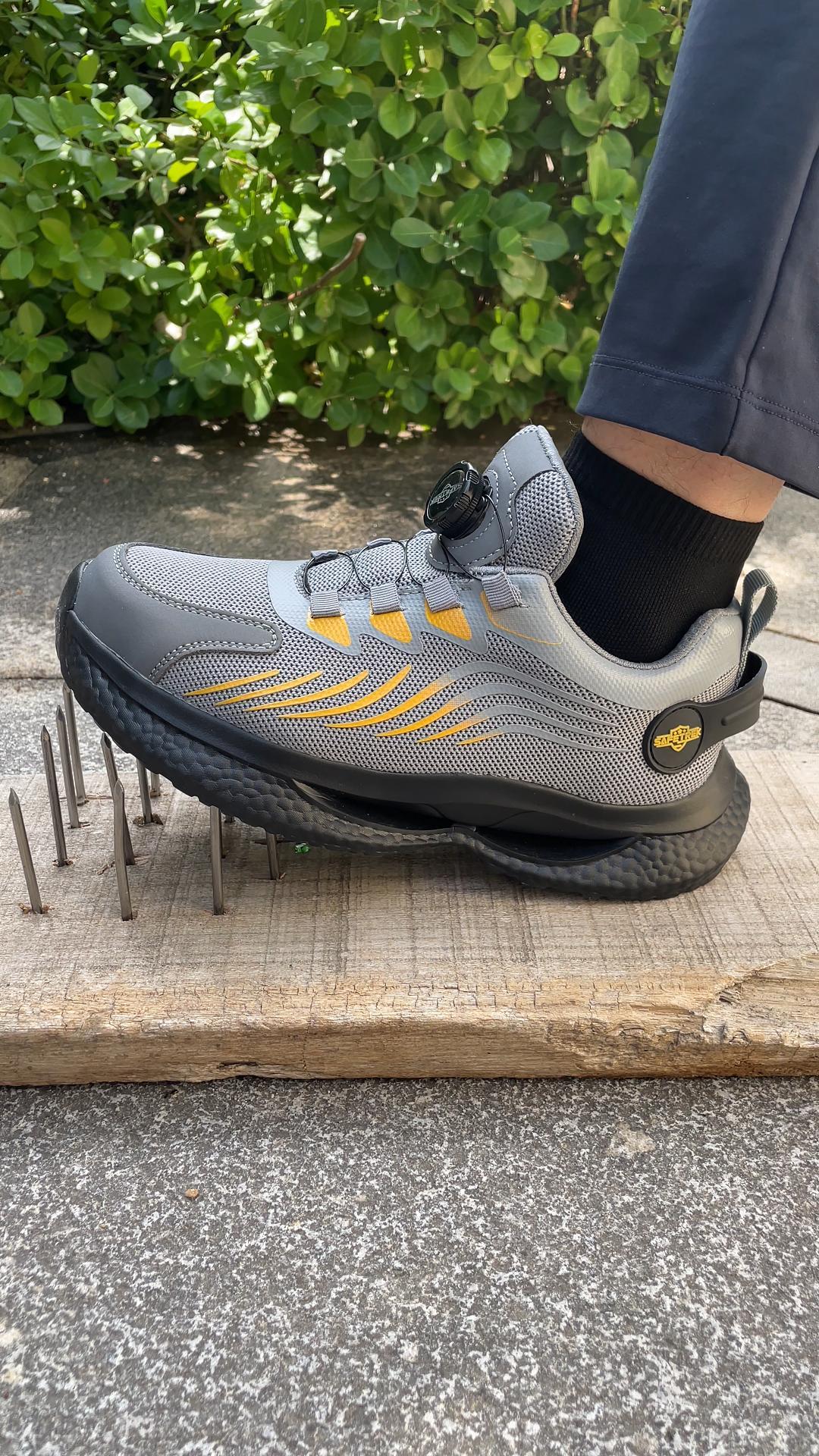 thumbnail video image 2 of Steel Toe Shoes for Men Comfortable Breathable Safety Sneakers, Lightweight Wide Work Shoes with Durable Soft Sole, 2 of 11