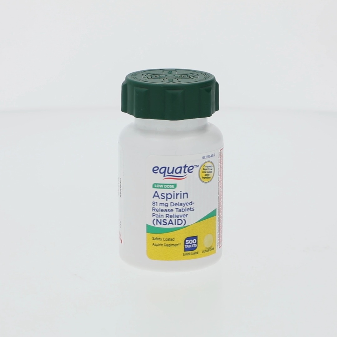 Equate Low Dose Aspirin 81 mg Safety Coated Tablets 500 Count for Minor Aches & Pains